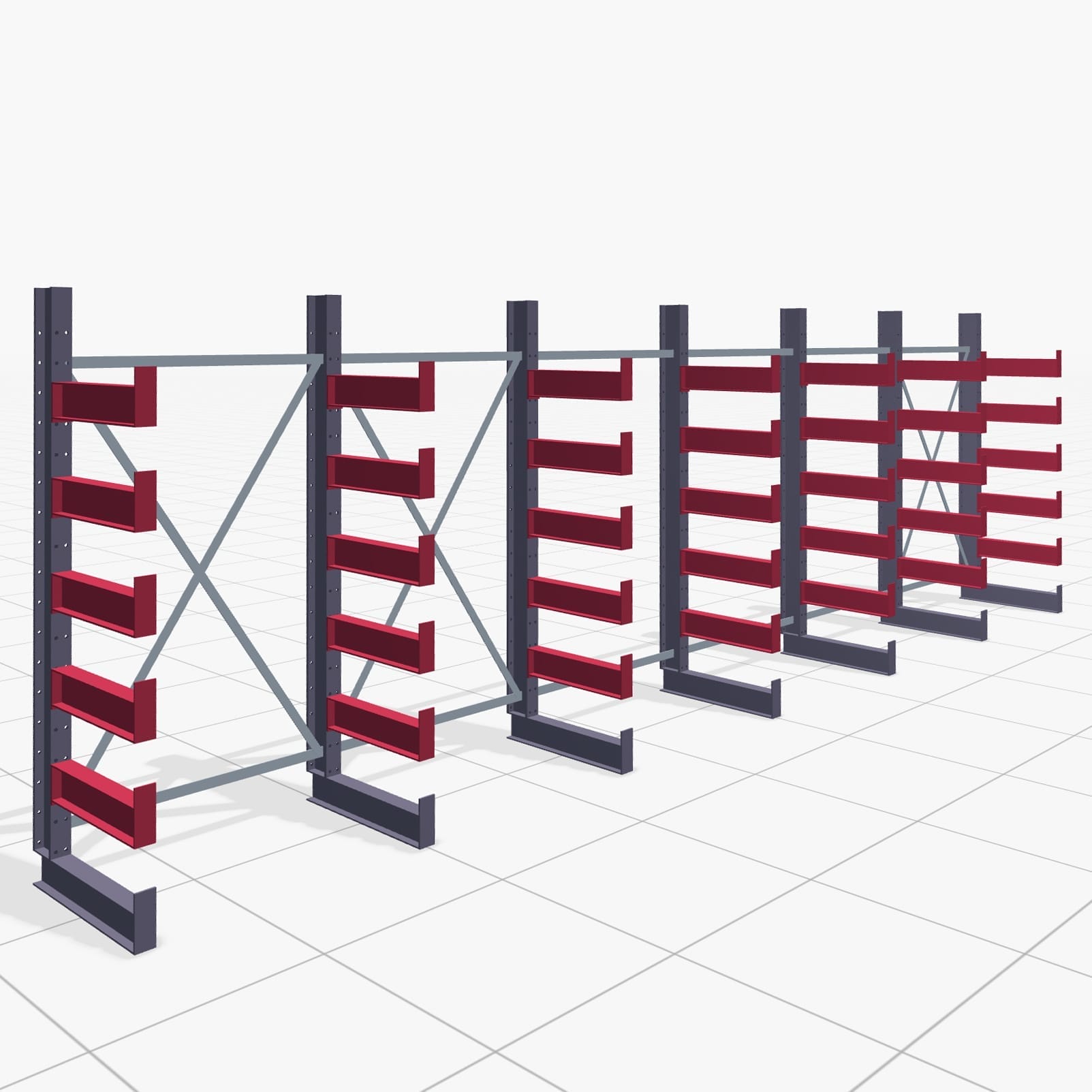 Rayonnages cantilever manuels KHX 3000, H : 2.000 mm, B : 6070 mm, Longueur de bras : 500 mm (900 kg), utilisation unilatérale