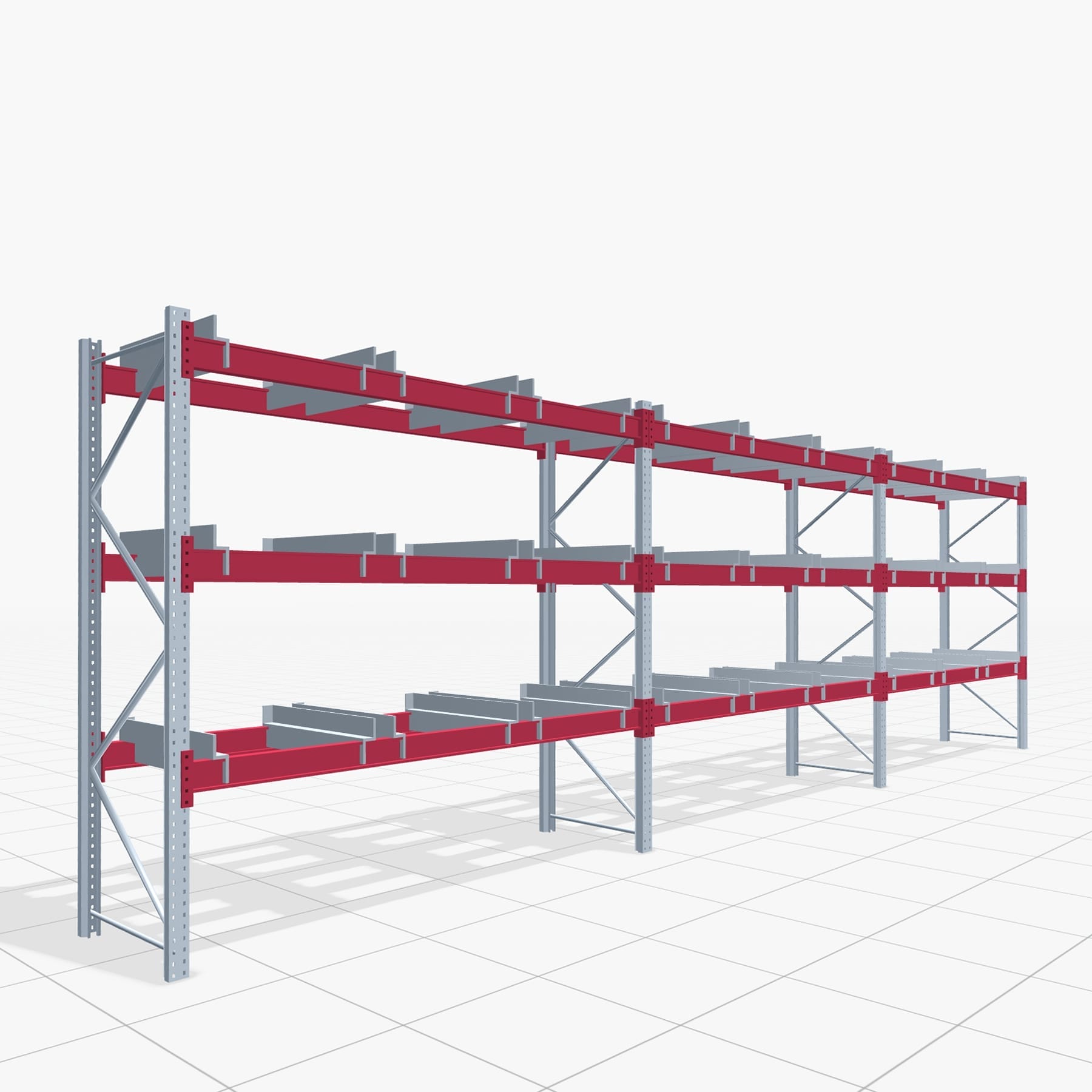 Rayonnages à palettes PRX 1000, caisse grillagée, H : 2.600 mm, l : 8.500 mm, poids de palette : 500 kg, emplacements de palettes : 36