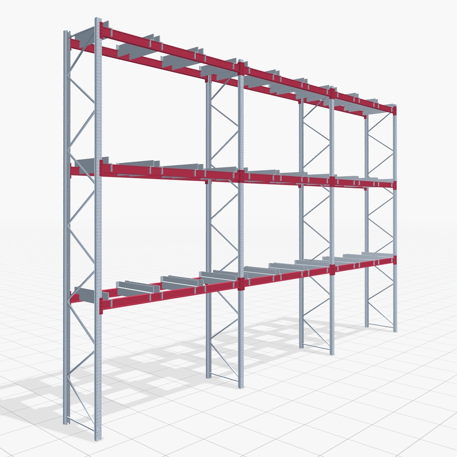 Rayonnages à palettes PRX 1000, caisse grillagée, H : 5.600 mm, L : 8.500 mm, poids de palette : 1.000 kg, emplacements palettes : 36