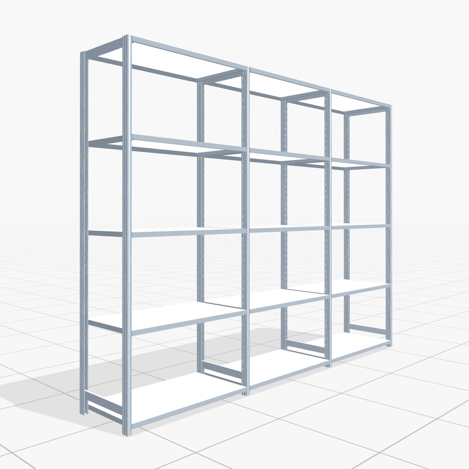 Rayonnages métalliques FBX 4000, H: 2.250 mm, L : 3.023 mm mm, P: 500 mm, niveaux : 5
