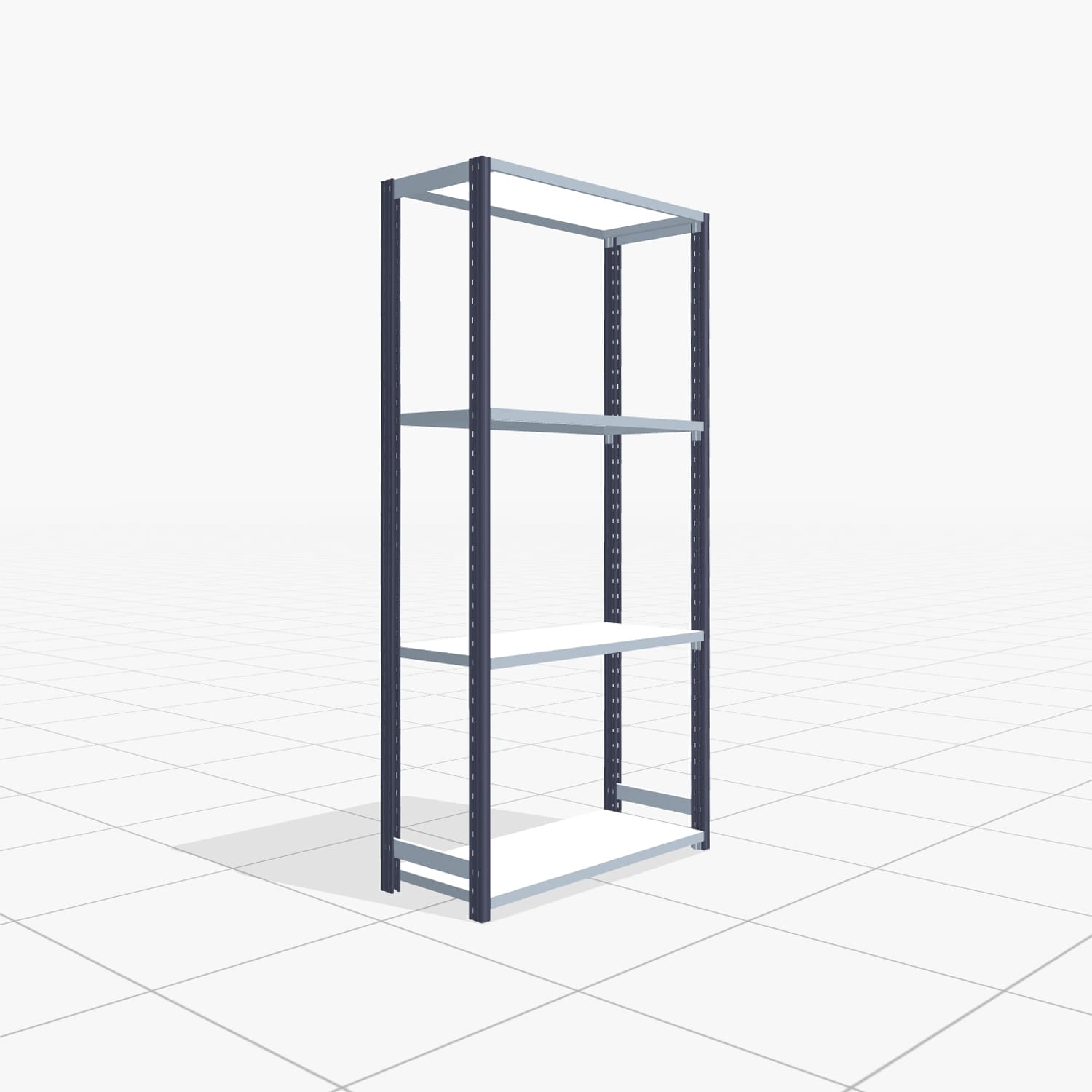 Rayonnages métalliques FBX 4000, H: 2.000 mm, L : 1.029 mm mm, P: 400 mm, niveaux : 4