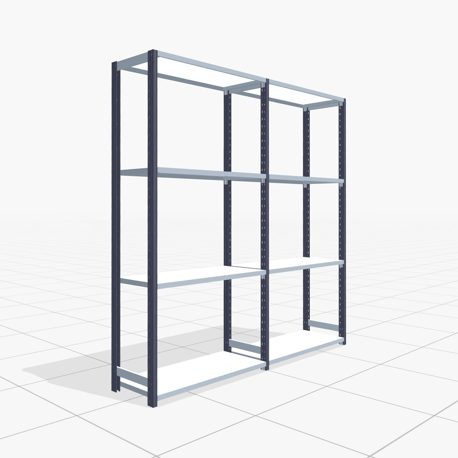 Rayonnages métalliques FBX 4000, H : 2.000 mm, L : 2.026 mm mm, P : 400 mm, Niveaux : 4