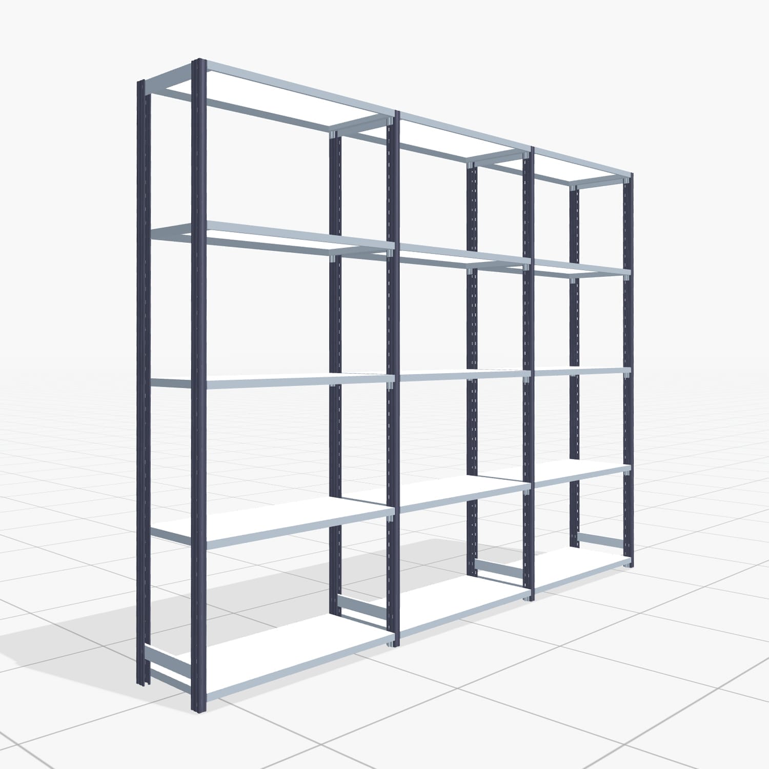 Rayonnages métalliques FBX 4000, H : 2.250 mm, L : 3.023 mm mm, P : 400 mm, Niveaux : 5