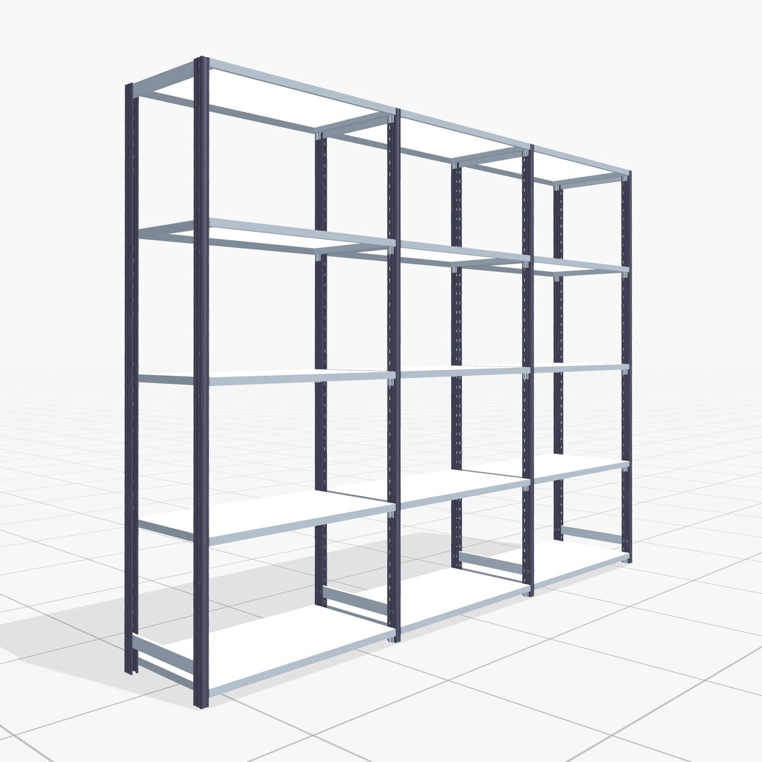 Rayonnages métalliques FBX 4000, H: 2.250 mm, B: 3.023 mm mm, P: 500 mm, Niveaux : 5