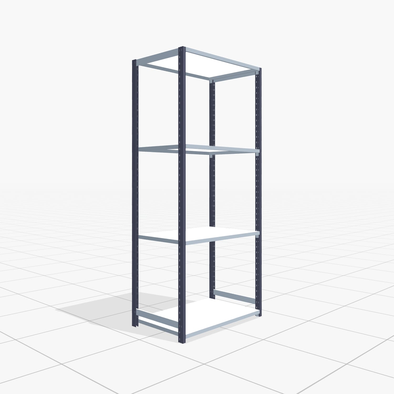 Rayonnages métalliques FBX 4000, H: 2.250 mm, B: 1.029 mm mm, P: 600 mm, niveaux : 4