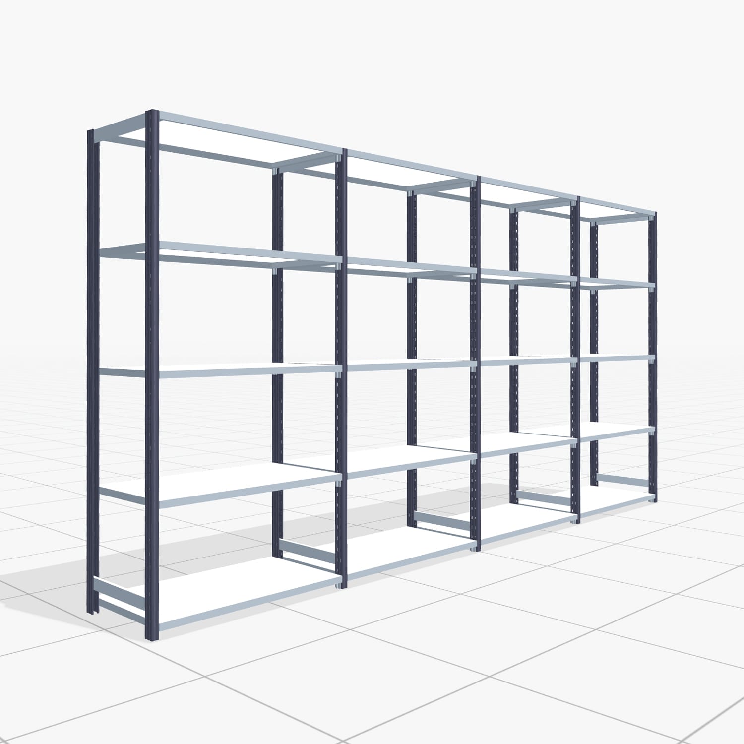 Rayonnages métalliques FBX 4000, H : 2.000 mm, B : 4.020 mm mm, P : 500 mm, niveaux : 5