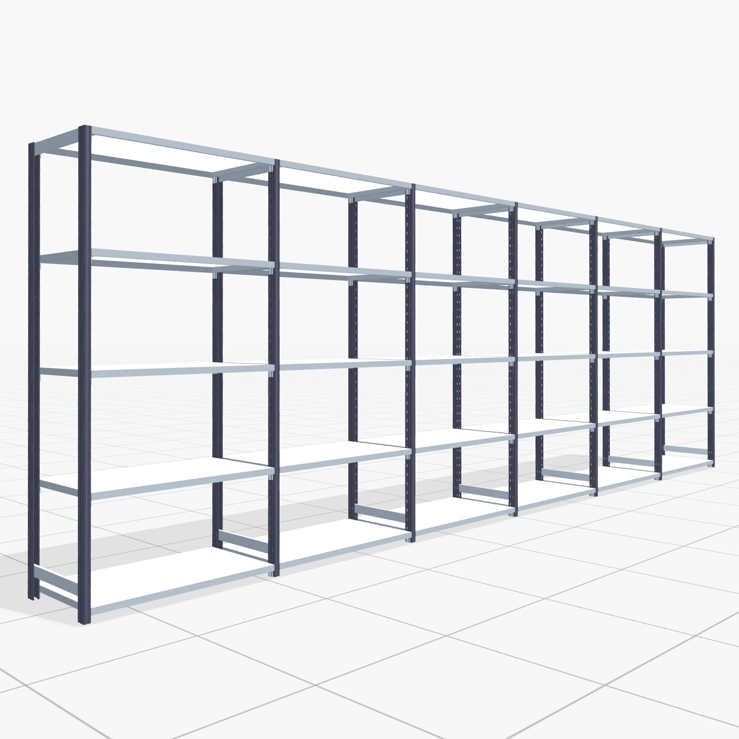 Rayonnages métalliques FBX 4000, H: 2.000 mm, B: 6.014 mm mm, P: 500 mm, Niveaux : 5