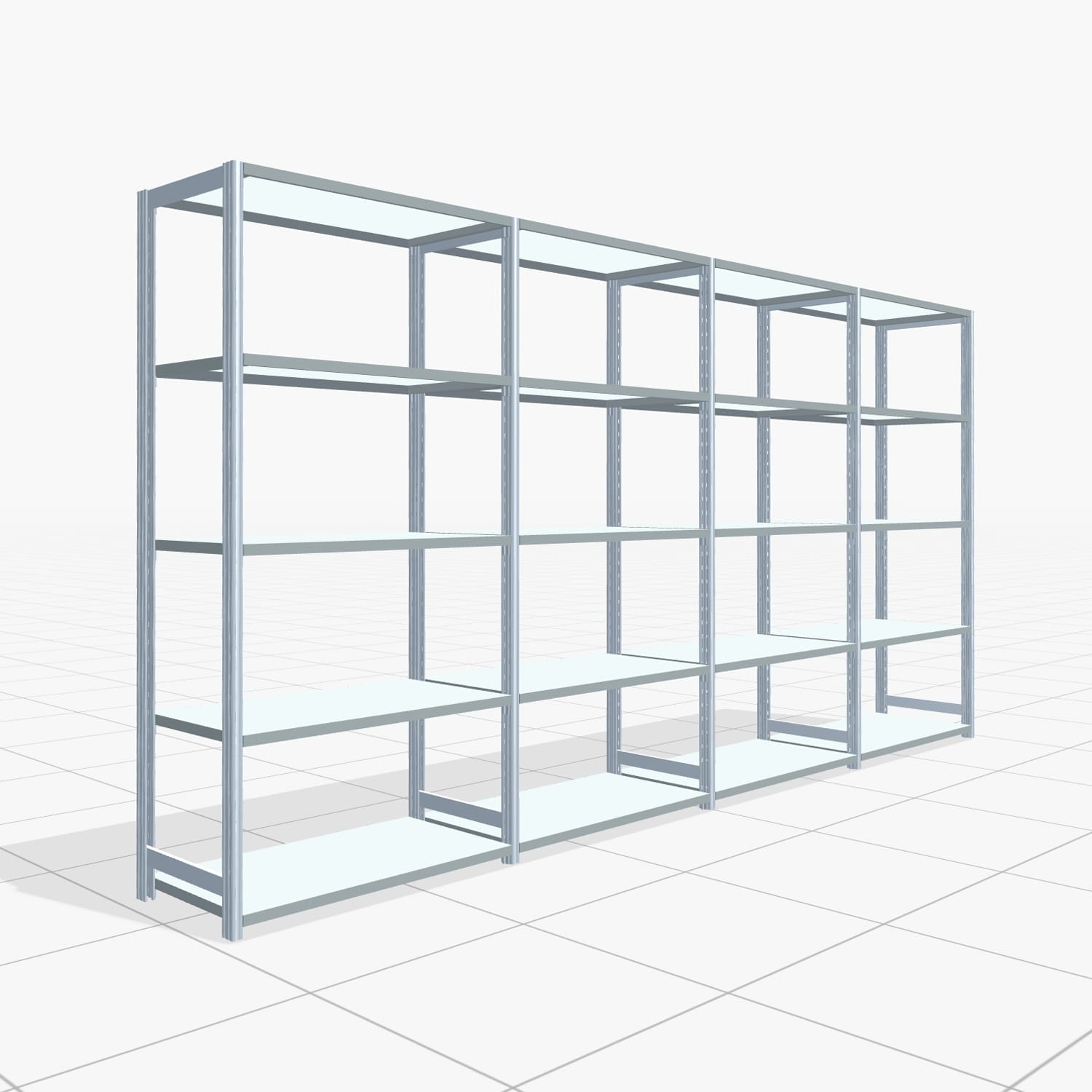 Rayonnages métalliques FBX 4000, H : 2.000 mm, L : 4.020 mm mm, P : 500 mm, niveaux : 5