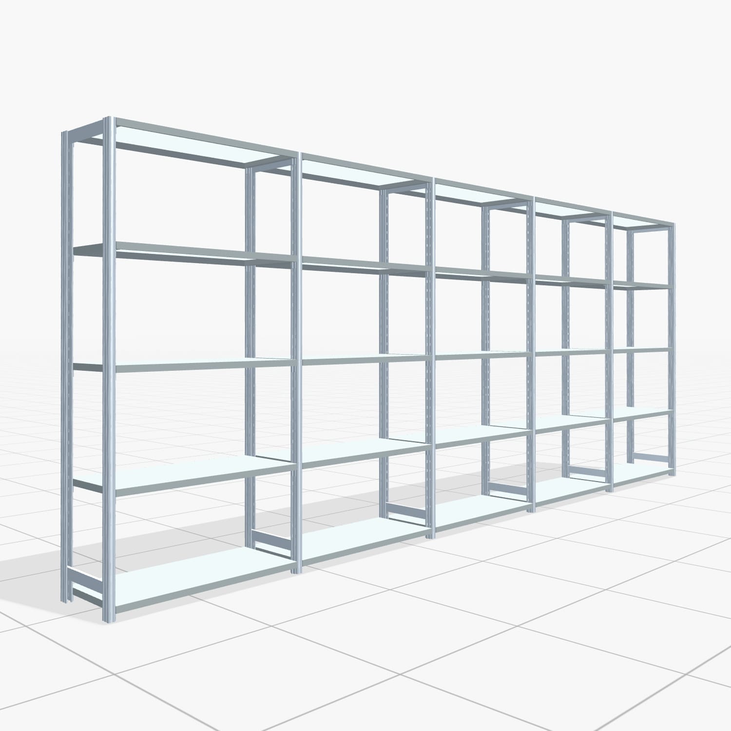 Rayonnages métalliques FBX 4000, H: 2.000 mm, B: 5.017 mm mm, P: 400 mm, niveaux : 5