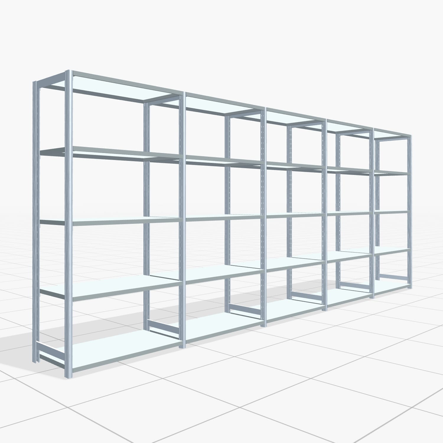 Rayonnages métalliques FBX 4000, H: 2.000 mm, L : 5.017 mm mm, P: 500 mm, Niveaux: 5