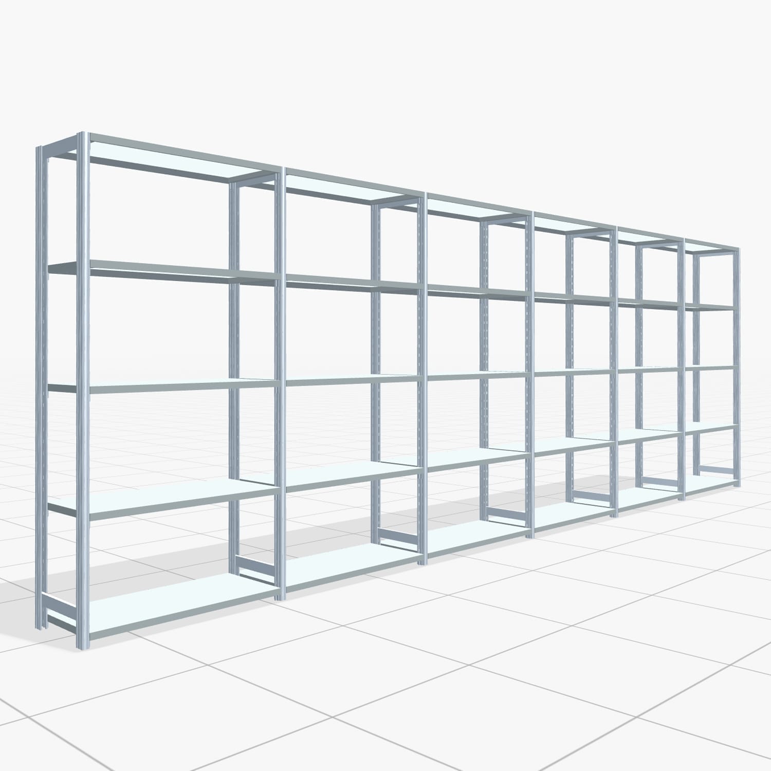 Rayonnages métalliques FBX 4000, H: 2.000 mm, L : 6.014 mm mm, P : 400 mm, Niveaux : 5