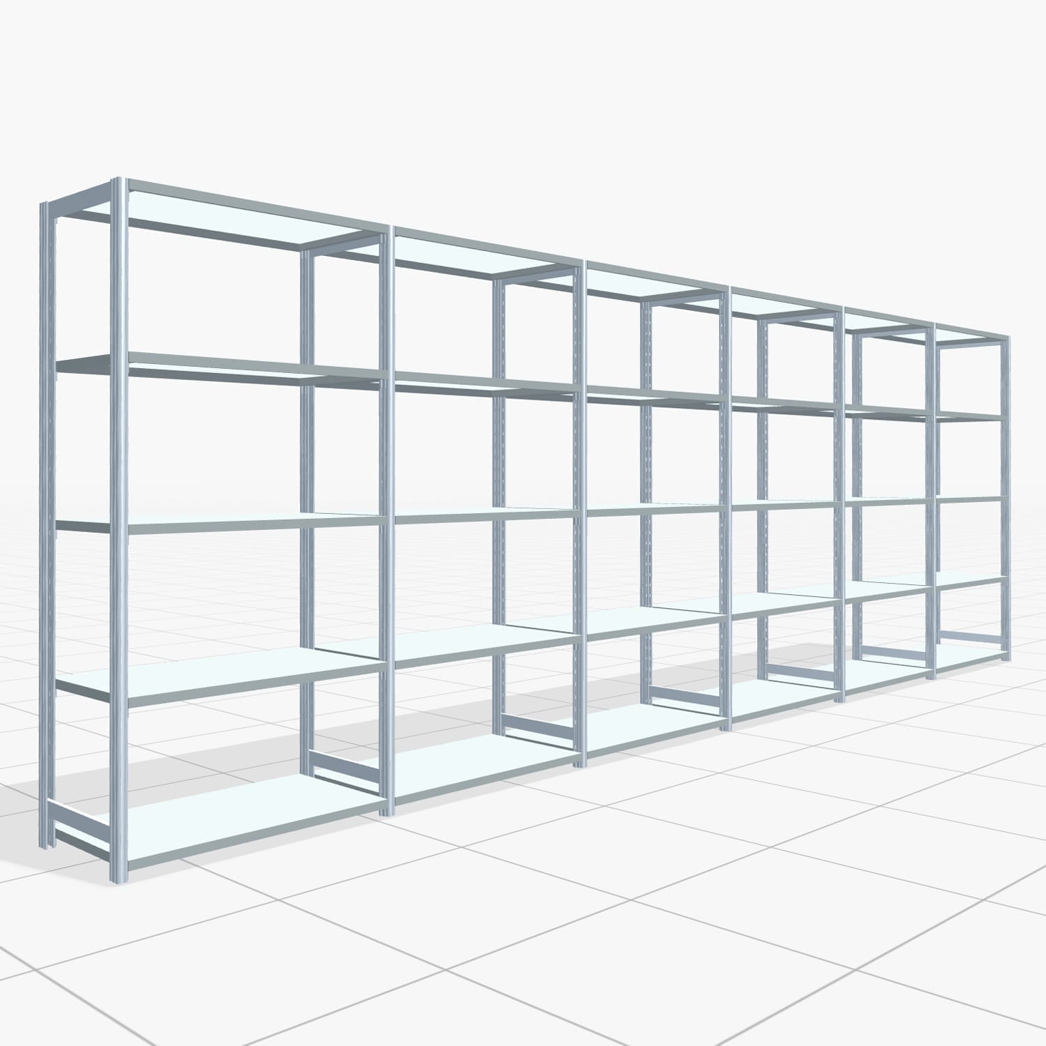 Rayonnages métalliques FBX 4000, H : 2.000 mm, L : 6.014 mm mm, P : 500 mm, niveaux : 5