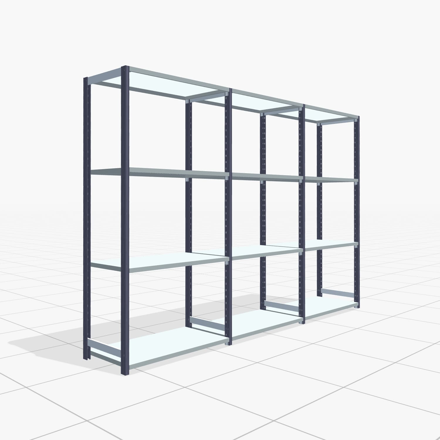 Rayonnages métalliques FBX 4000, H : 2.000 mm, L : 3.023 mm mm, P : 500 mm, niveaux : 4