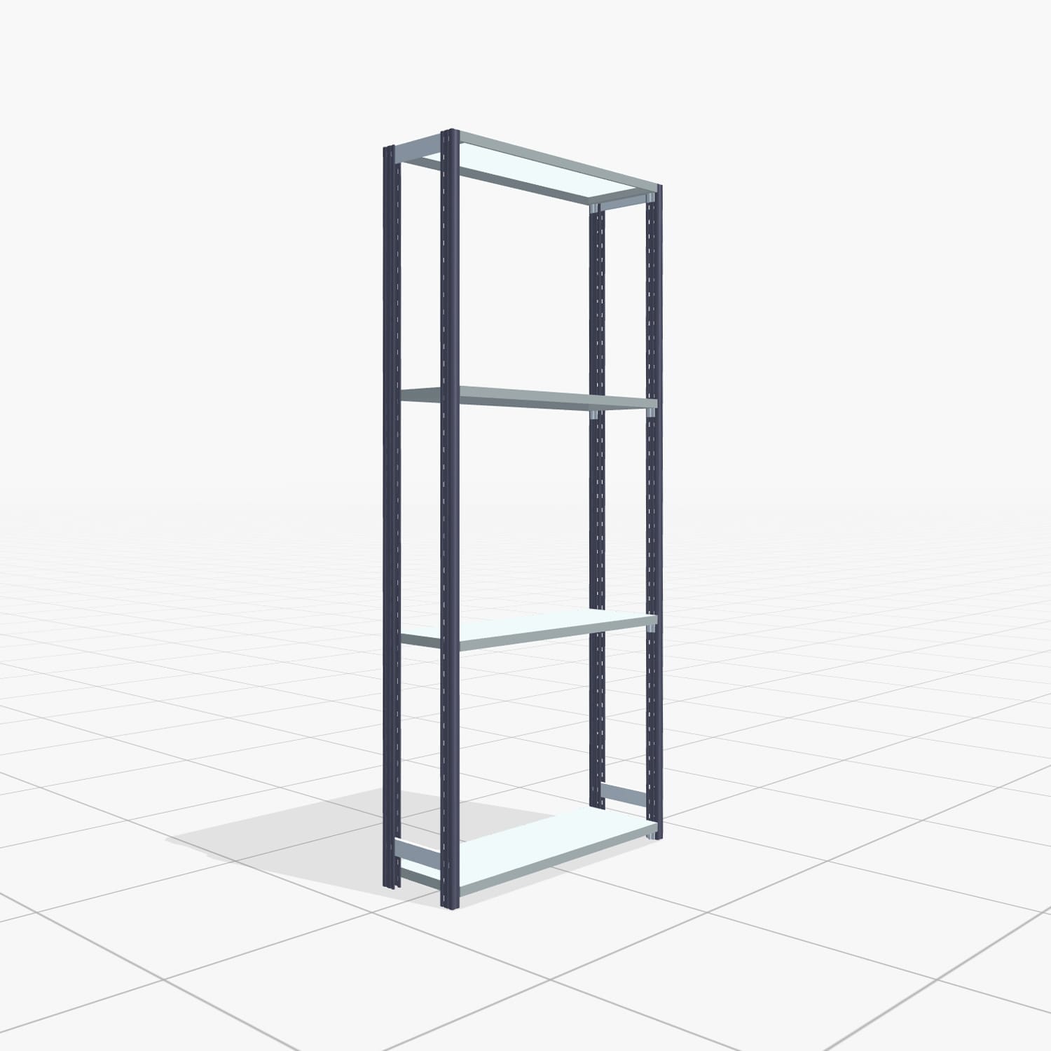 Rayonnages métalliques FBX 4000, H: 2.250 mm, B: 1.029 mm mm, T: 300 mm, niveaux : 4