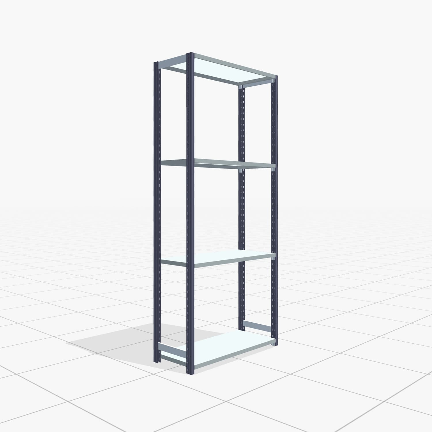 Rayonnages métalliques FBX 4000, H : 2.250 mm, l : 1.029 mm mm, P : 400 mm, Niveaux : 4