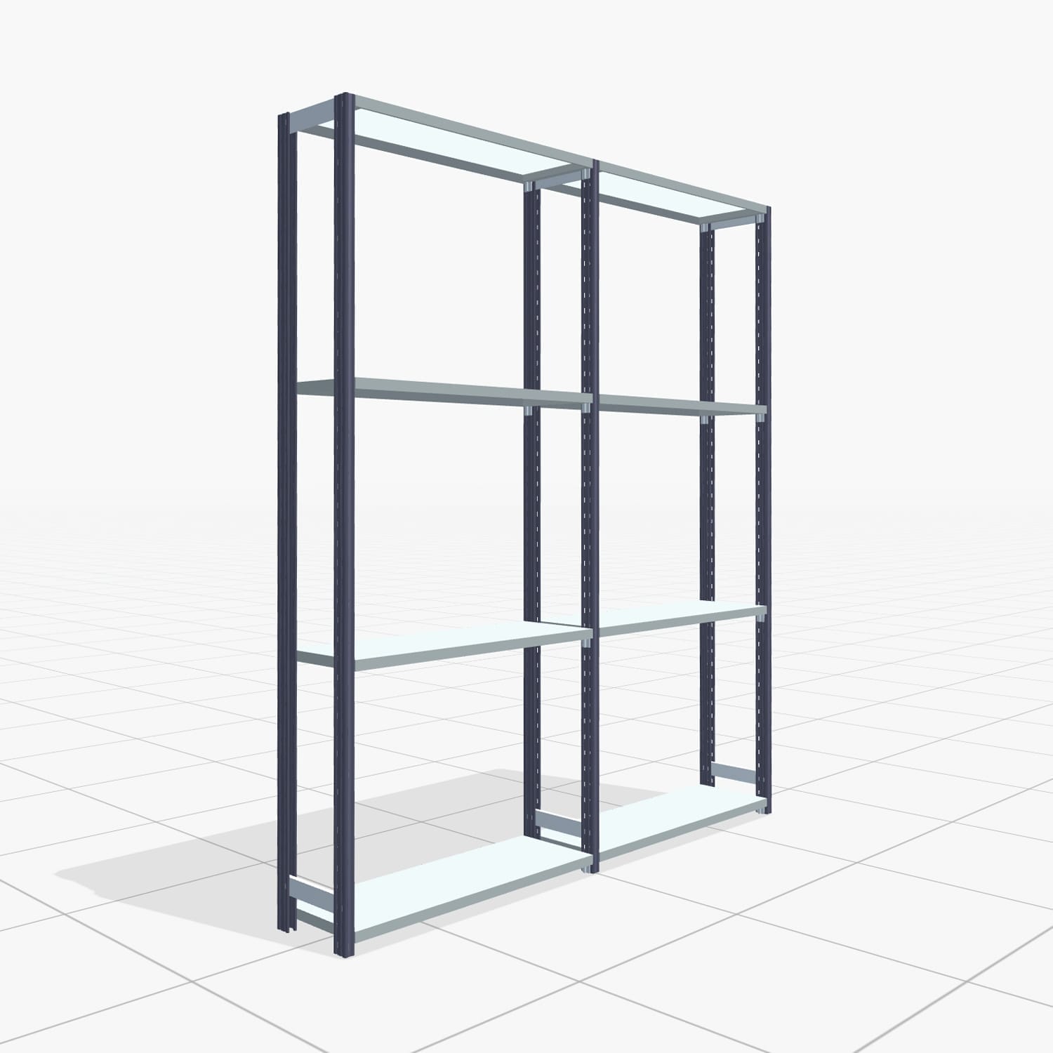 Rayonnages métalliques FBX 4000, H : 2.250 mm, B : 2.026 mm mm, P : 300 mm, niveaux : 4