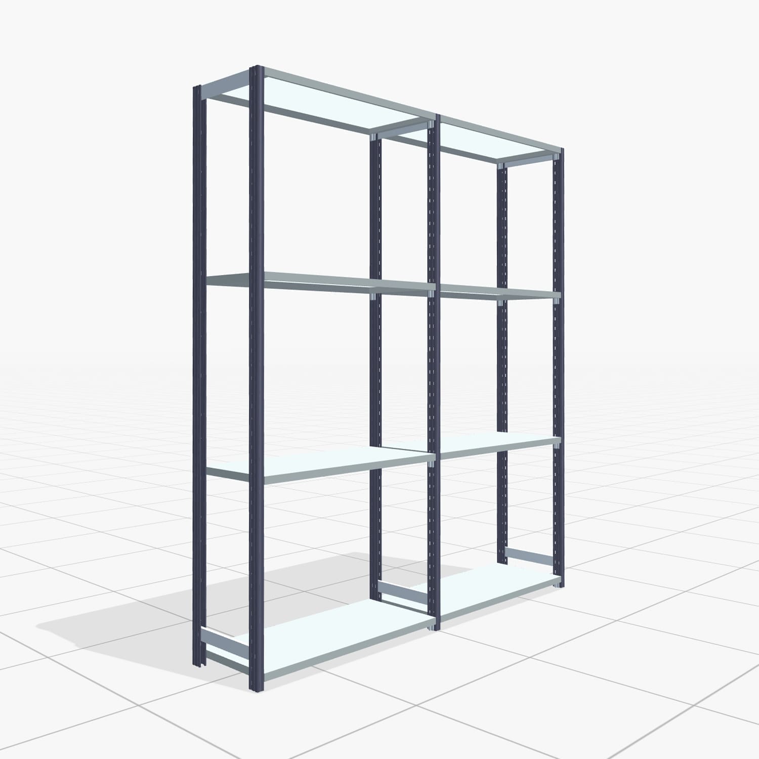 Rayonnages métalliques FBX 4000, H : 2.250 mm, B : 2.026 mm mm, P : 400 mm, niveaux : 4