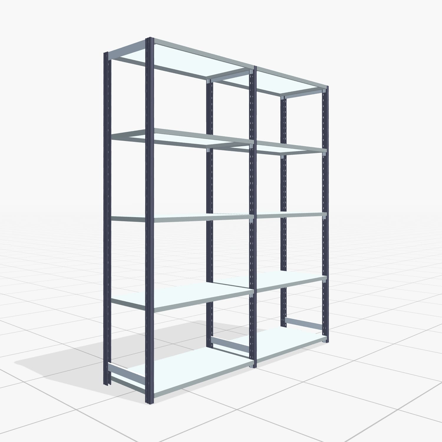 Rayonnages métalliques FBX 4000, H : 2.250 mm, B : 2.026 mm mm, P : 500 mm, Niveaux : 5