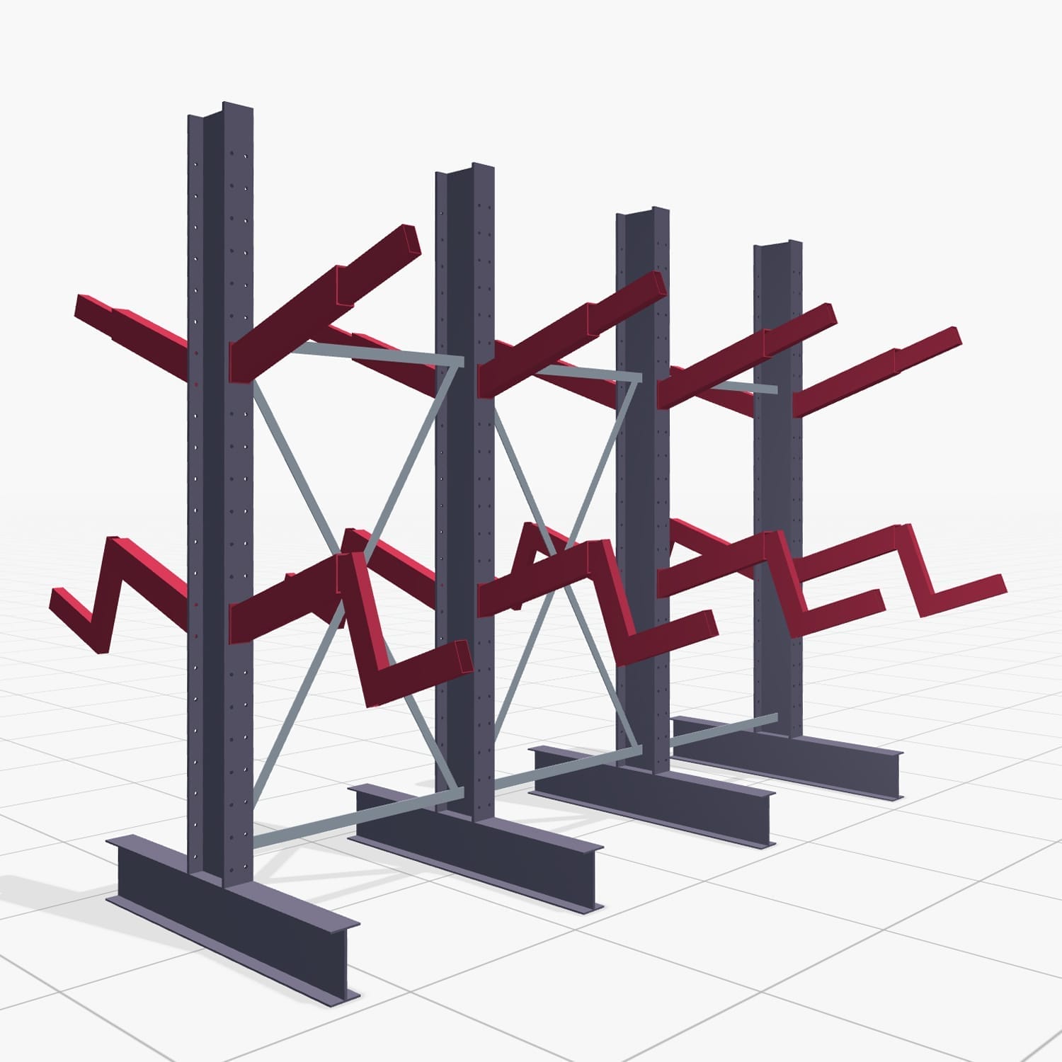 Schuine armstellingen KHX 3020, H: 2.500 mm (IPE 200), B: 3103 mm, aantal vakken: 3