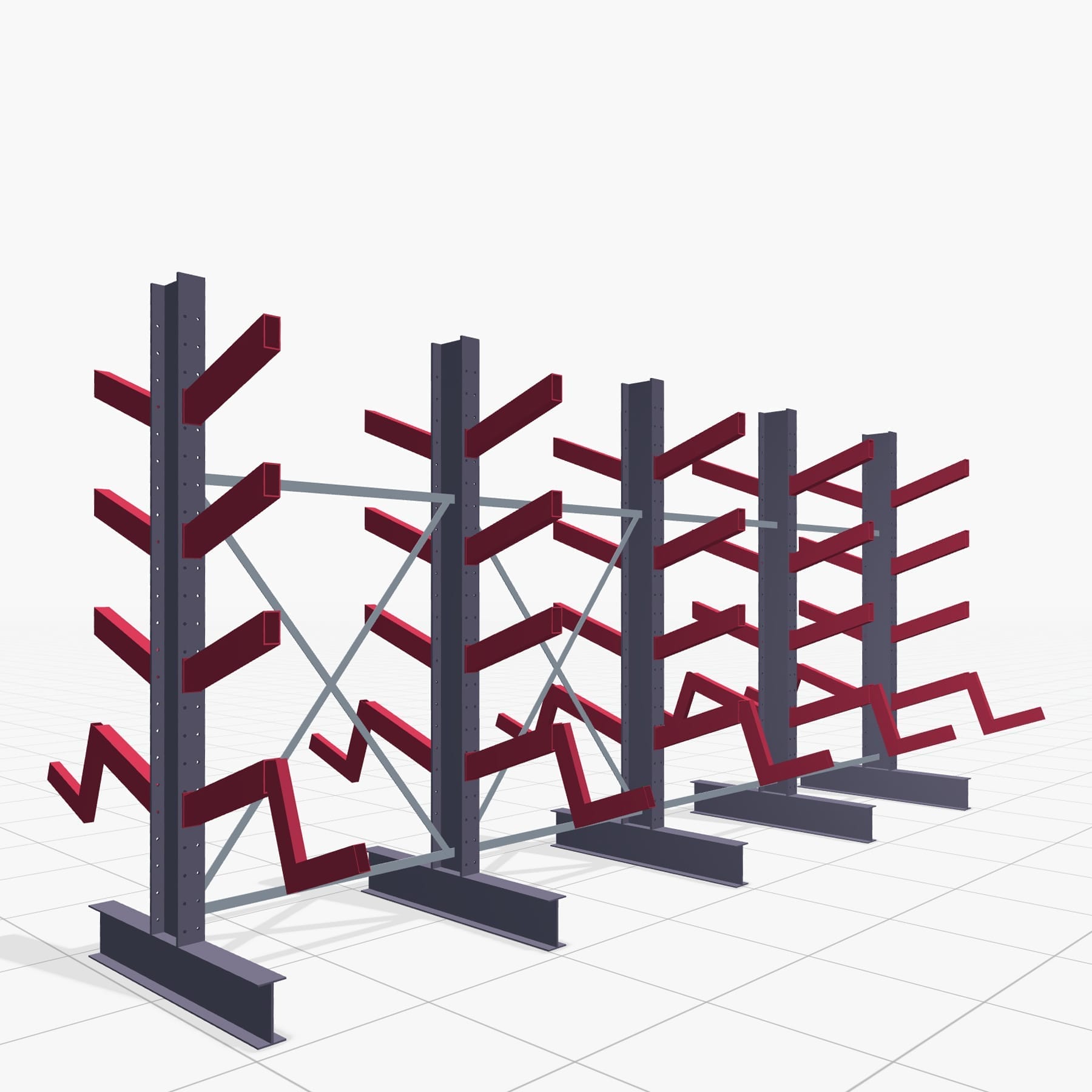 Schuine armstellingen KHX 3020, H: 2.500 mm (IPE 200), B: 5244 mm, Aantal velden: 4