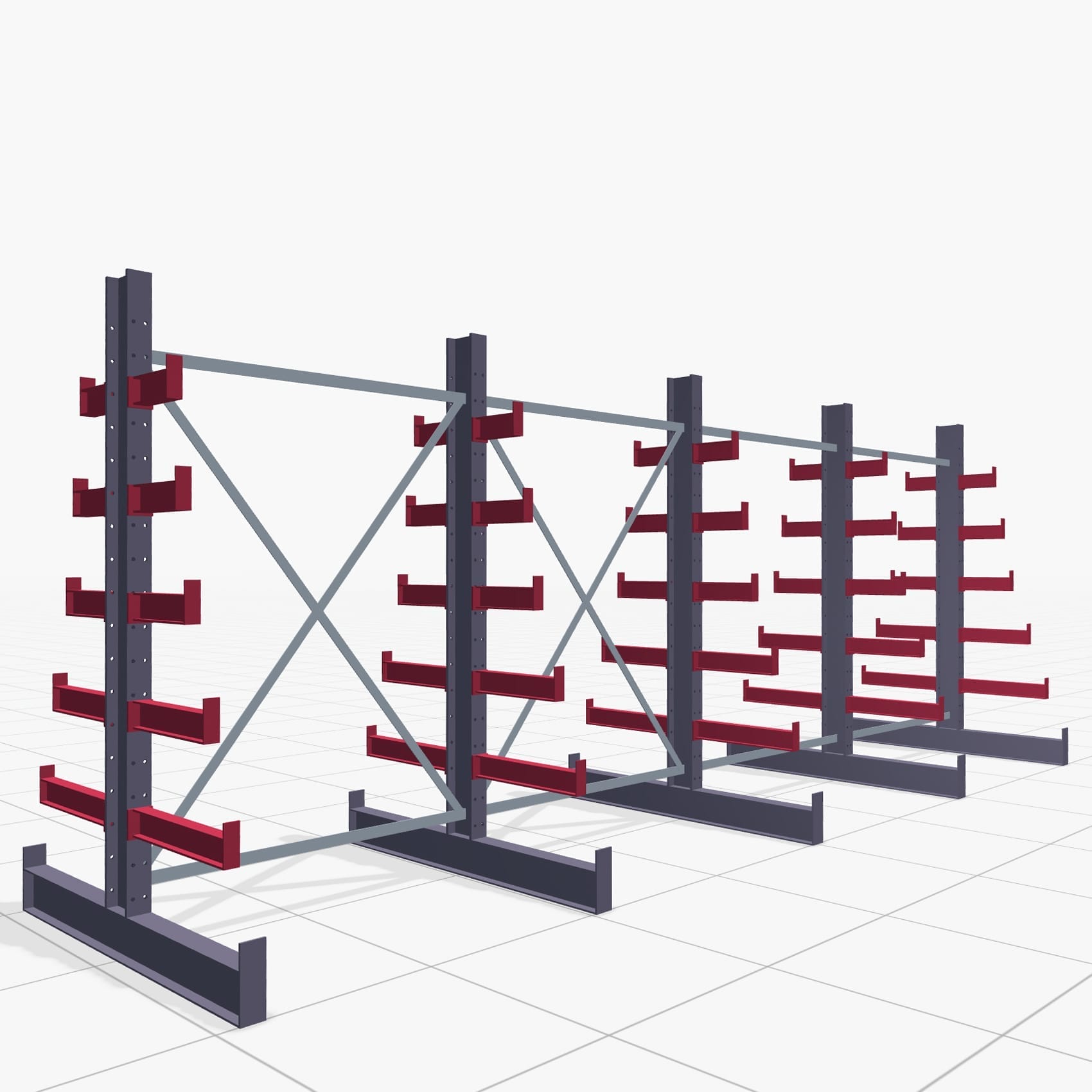 Kerstboomstellingen KHX 3030, H: 2.000 mm (IPE 120), B: 5208 mm, aantal vakken: 4, dubbelzijdig gebruik