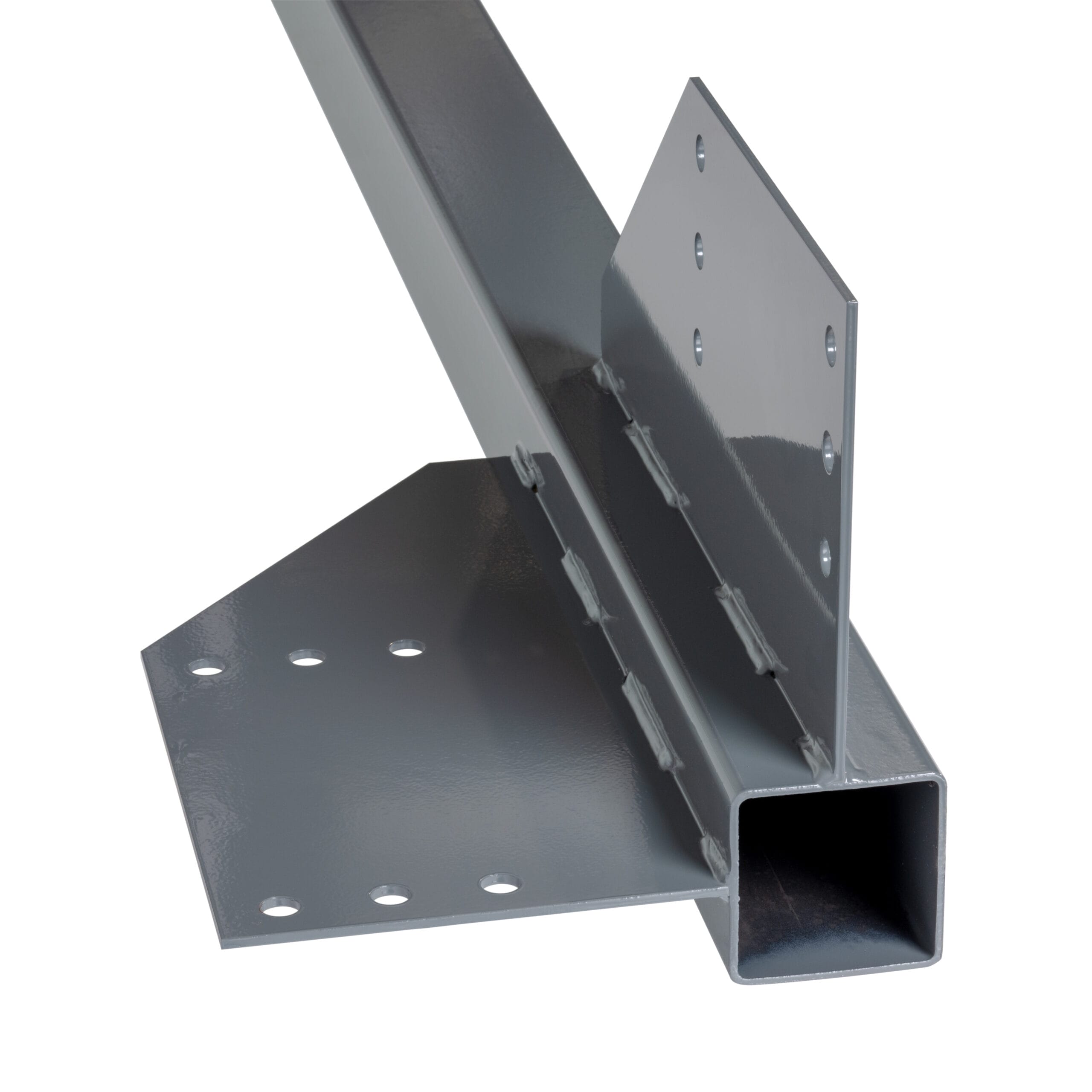 LBX 8000 LBX Poteau S2, QR 100x100x5 mm, avec 2 tôles, couleur RAL 7012 gris basalte