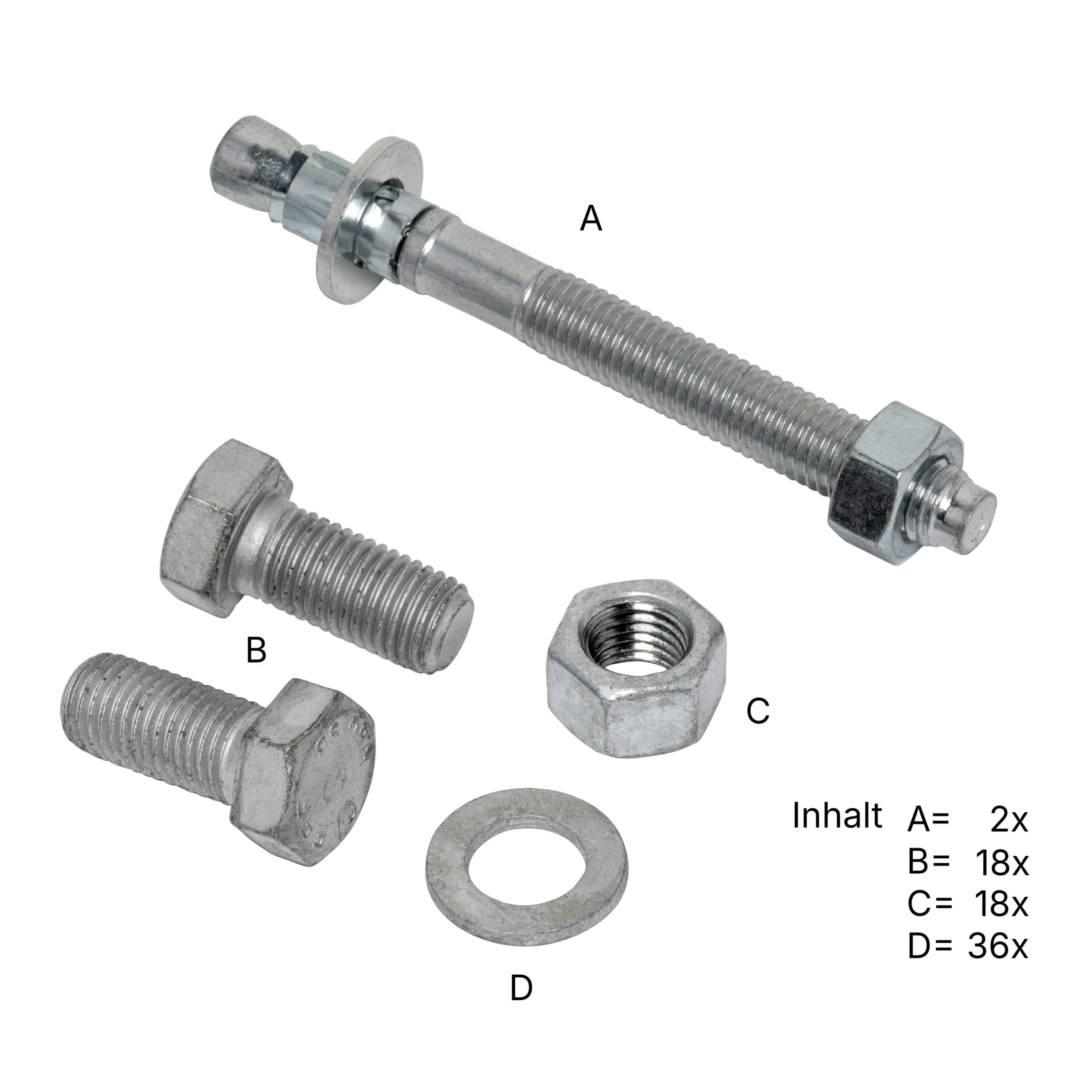 LBX 8000 LBX schroevenset voor 3 liggers aan 1 staander, incl. pluggen, in kartonnen doosje