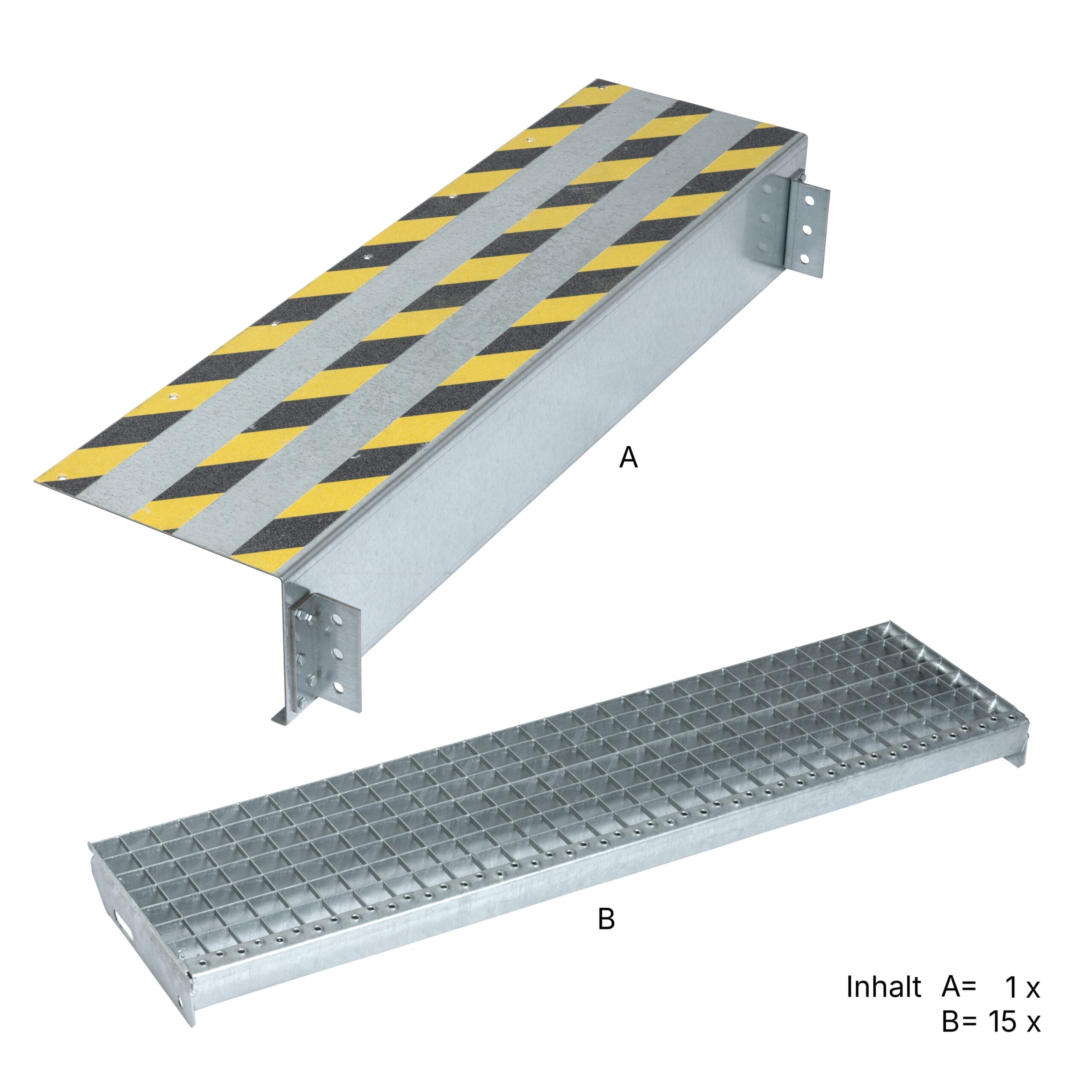 LBX 8000 trap, complete bouwgroep, incl. accessoires, RAL 7035 lichtgrijs & verzinkt