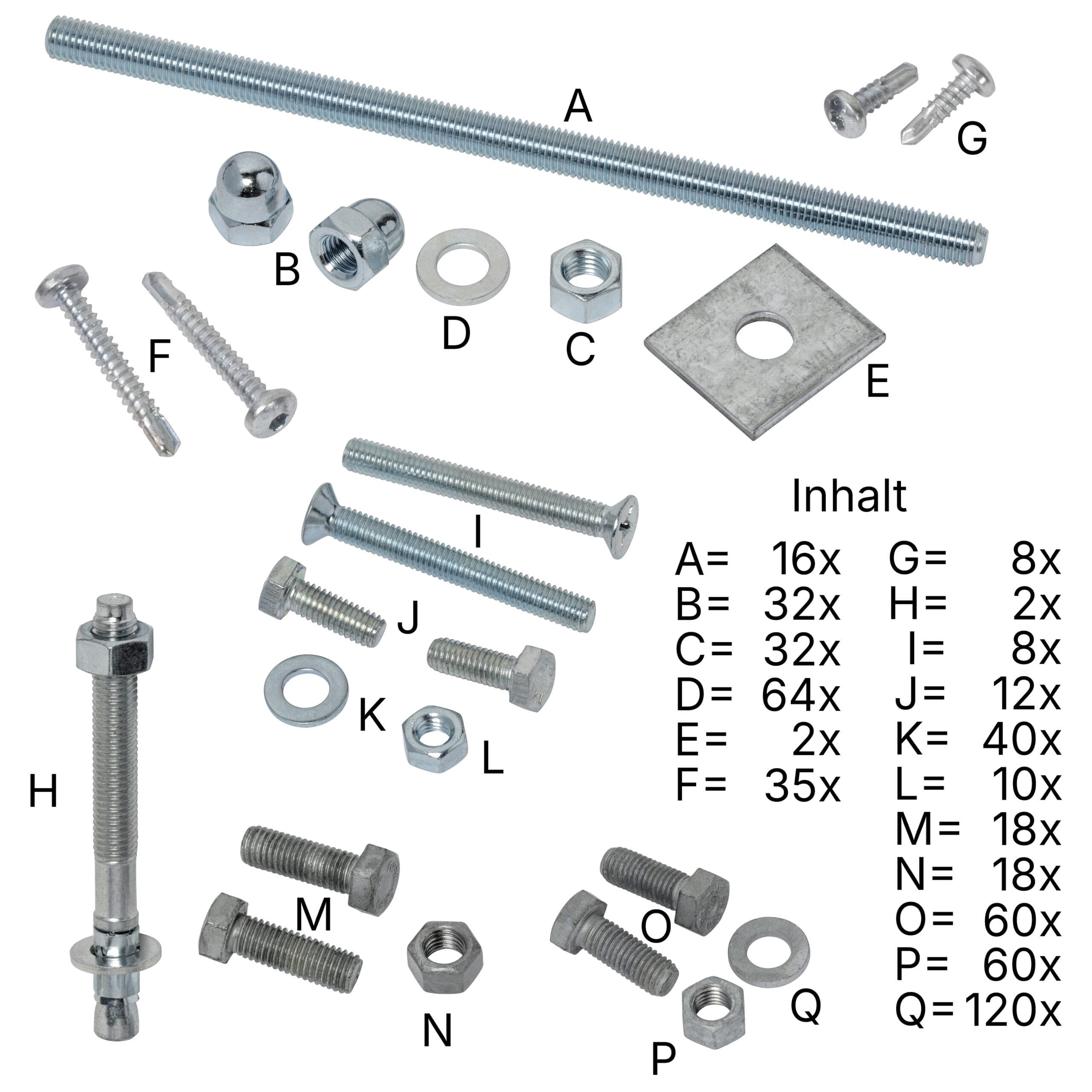 LBX 8000 trap, complete bouwgroep, incl. accessoires, RAL 7035 lichtgrijs & verzinkt
