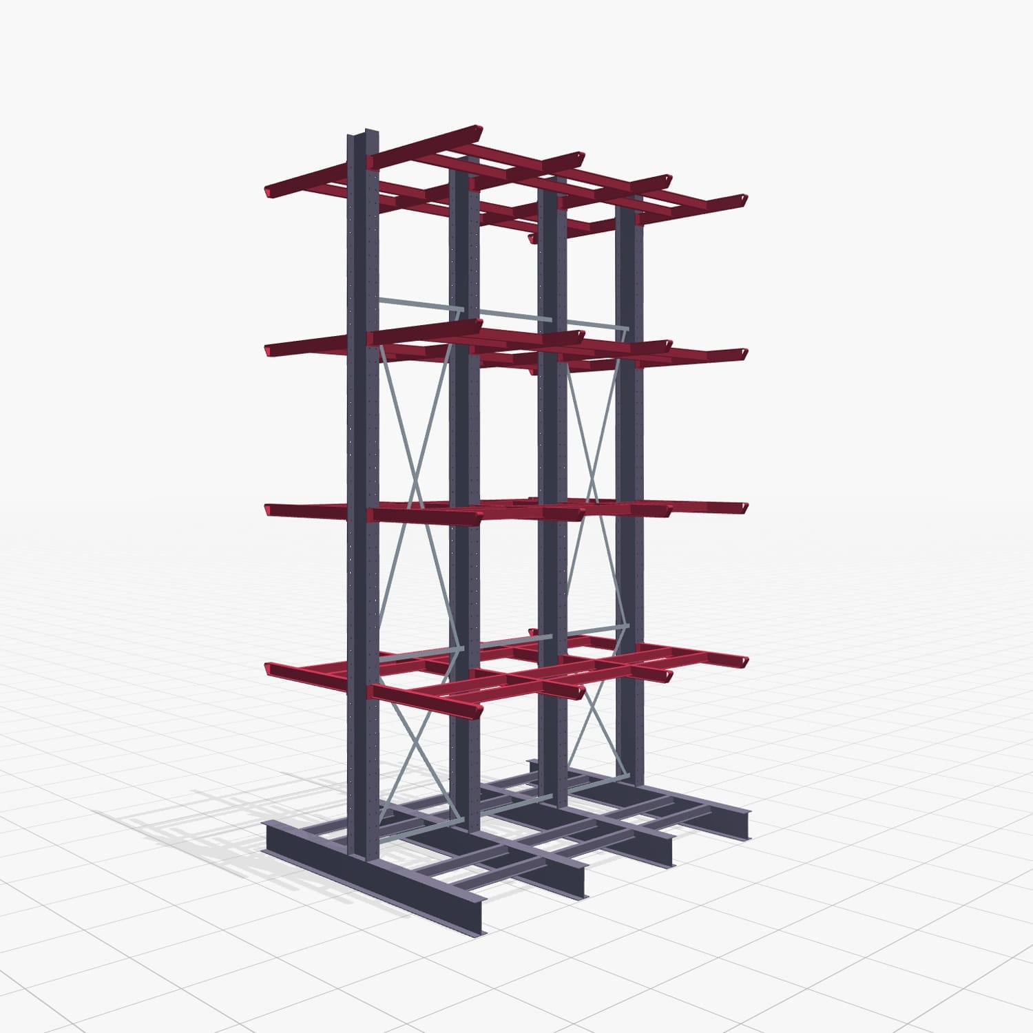 Draagarmstellingen heftruckbediend KSX 2000, H: 5.500 mm, B: 3120 mm, Armlengte: 1.200 mm, Dubbelzijdig gebruik