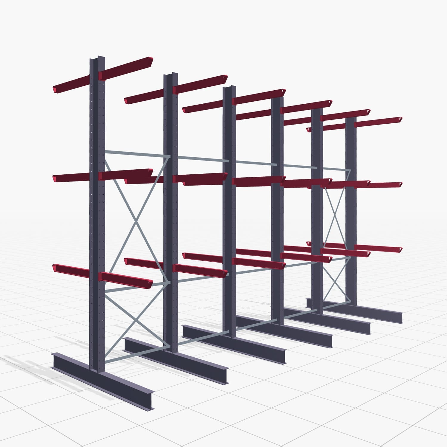 Draagarmstellingen heftruckbediend KSX 2000, H: 4.000 mm, B: 6100 mm, Armlengte: 1.000 mm, Dubbelzijdig gebruik