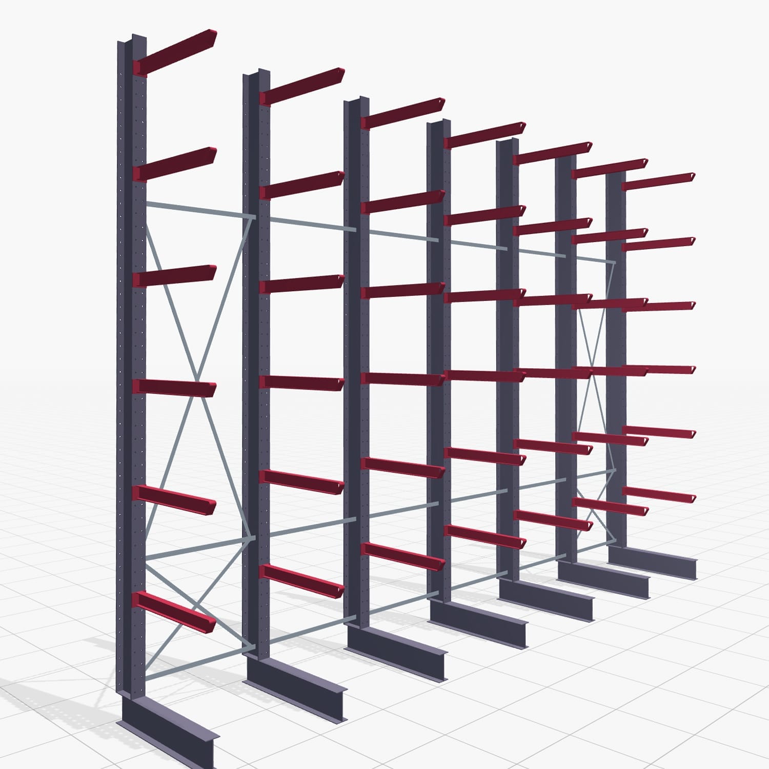 Draagarmstellingen heftruckbediend KSX 2000, H: 5.000 mm, B: 7310 mm, armlengte: 1.000 mm, eenzijdig gebruik
