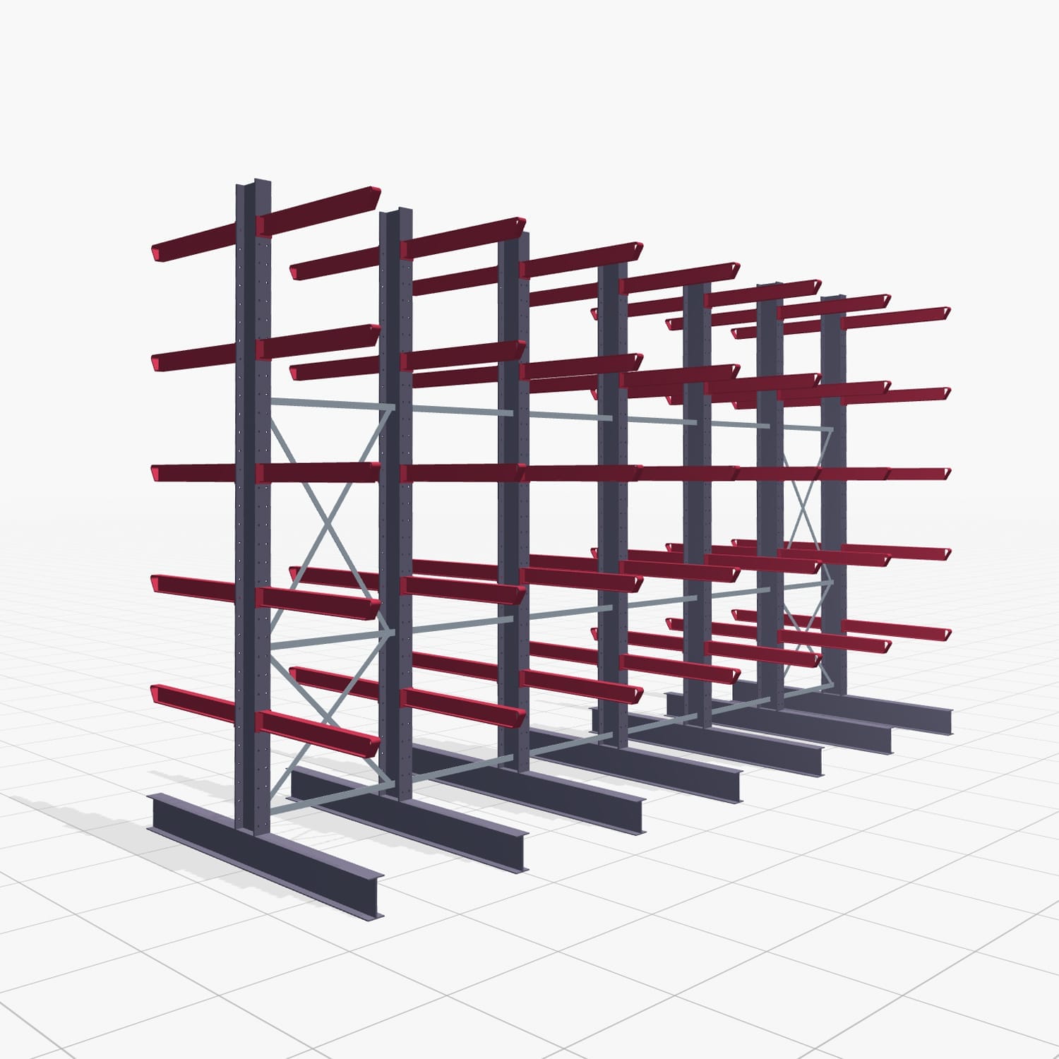 Draagarmstellingen heftruckbediend KSX 2000, H: 3.500 mm, B: 6100 mm, Armlengte: 1.000 mm, dubbelzijdig gebruik
