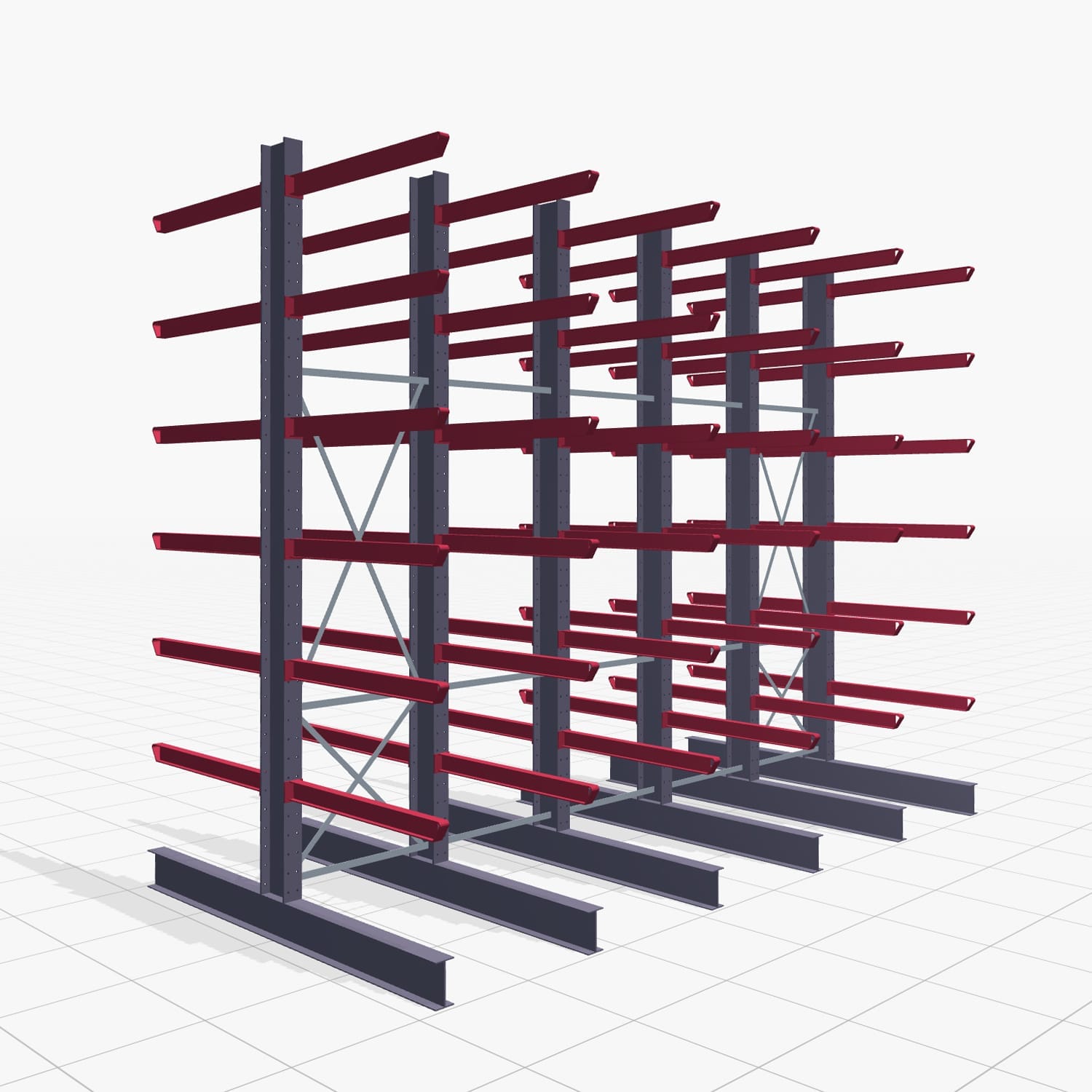 Draagarmstellingen heftruckbediend KSX 2000, H: 4.000 mm, B: 5100 mm, Armlengte: 1.200 mm, dubbelzijdig gebruik