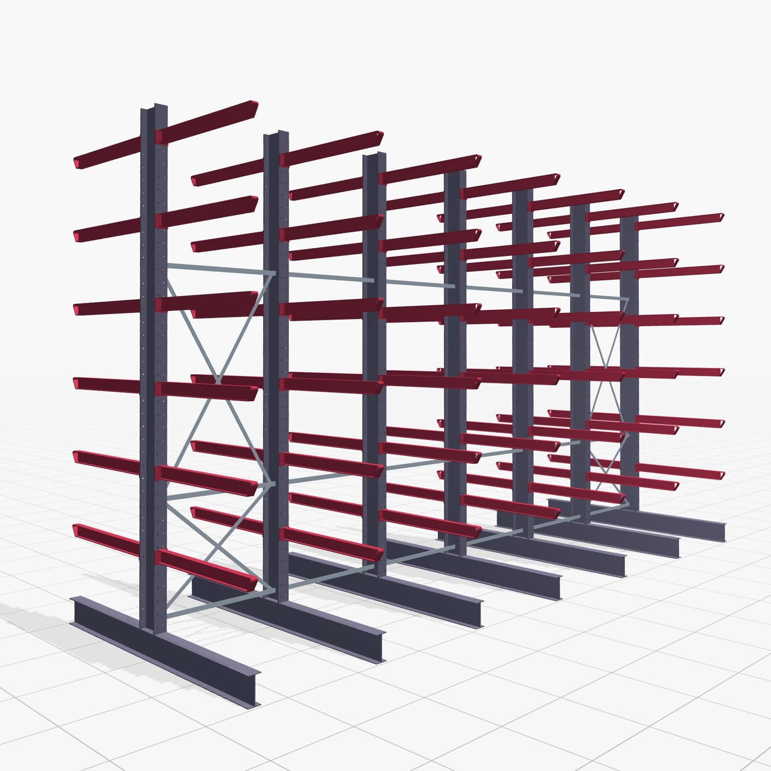 Draagarmstellingen heftruckbediend KSX 2000, H: 4.000 mm, B: 7300 mm, Armlengte: 1.200 mm, dubbelzijdig gebruik