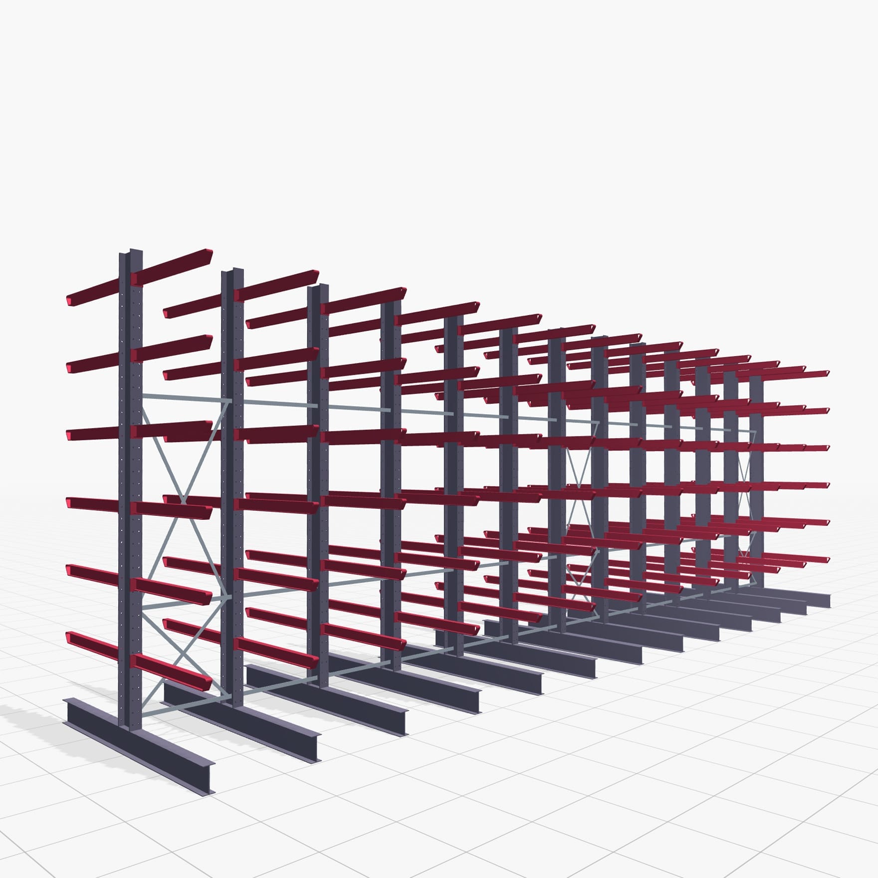 Draagarmstellingen heftruckbediend KSX 2000, H: 4.000 mm, B: 12100 mm, Armlengte: 1.200 mm, dubbelzijdig gebruik