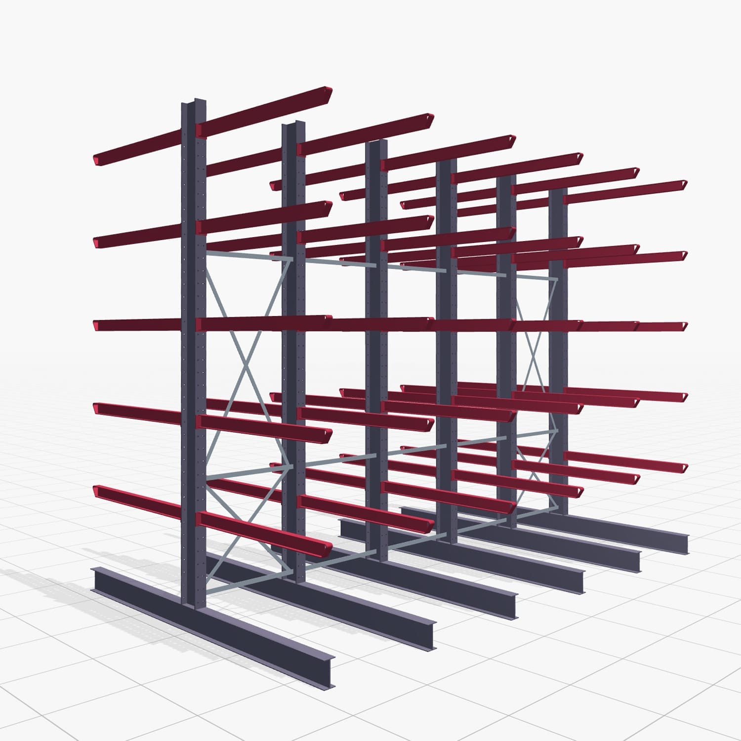 Draagarmstellingen heftruckbediend KSX 2000, H: 4.000 mm, B: 5100 mm, Armlengte: 1.500 mm, dubbelzijdig gebruik