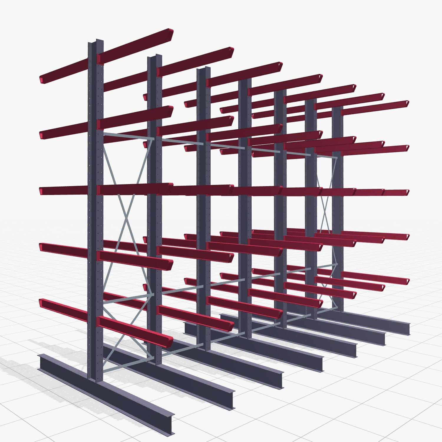 Draagarmstellingen heftruckbediend KSX 2000, H: 4.500 mm, B: 6100 mm, Armlänge: 1.500 mm, tweezijdig gebruik