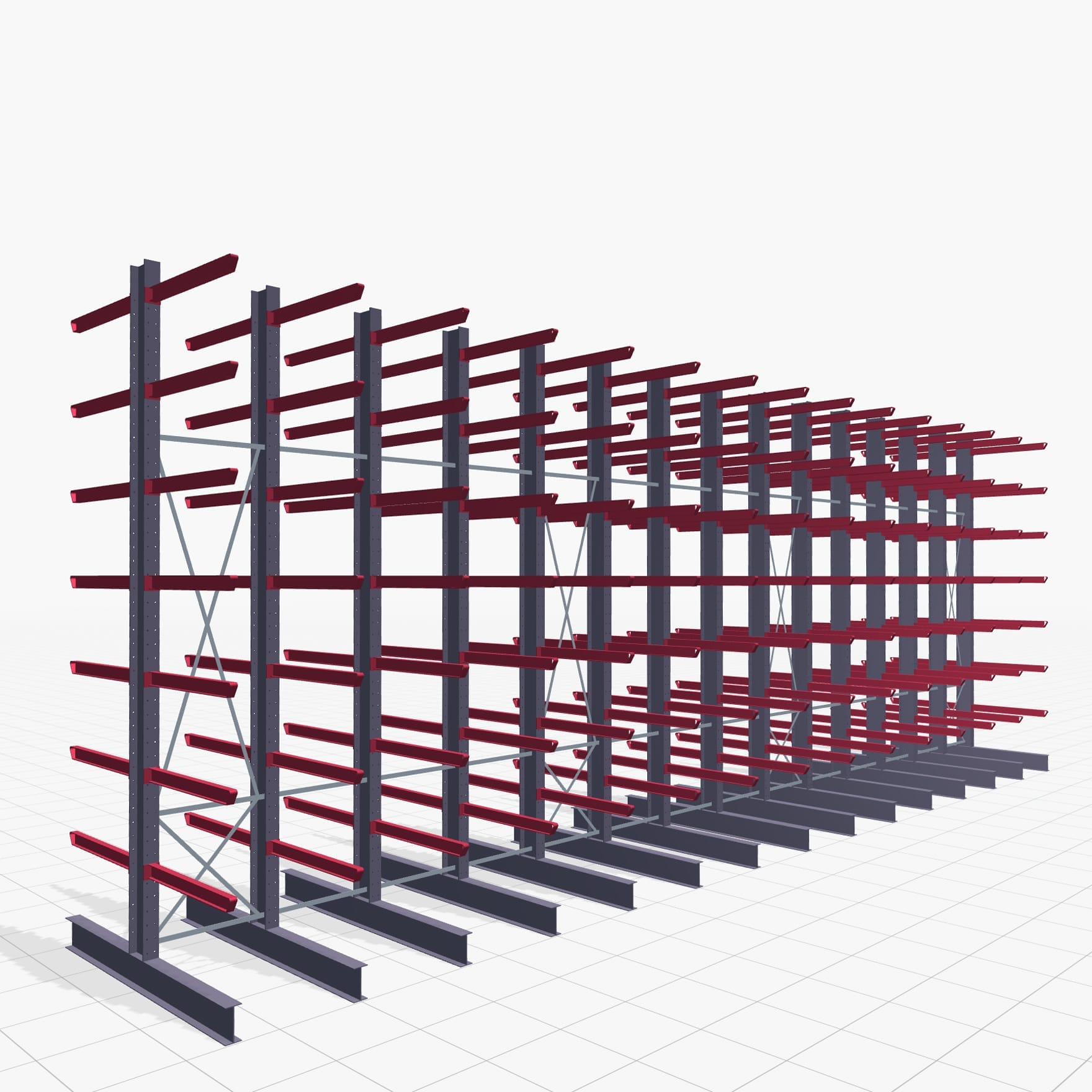 Draagarmstellingen heftruckbediend KSX 2000, H: 5.000 mm, B: 14110 mm, armlengte: 1.200 mm, dubbelzijdig gebruik