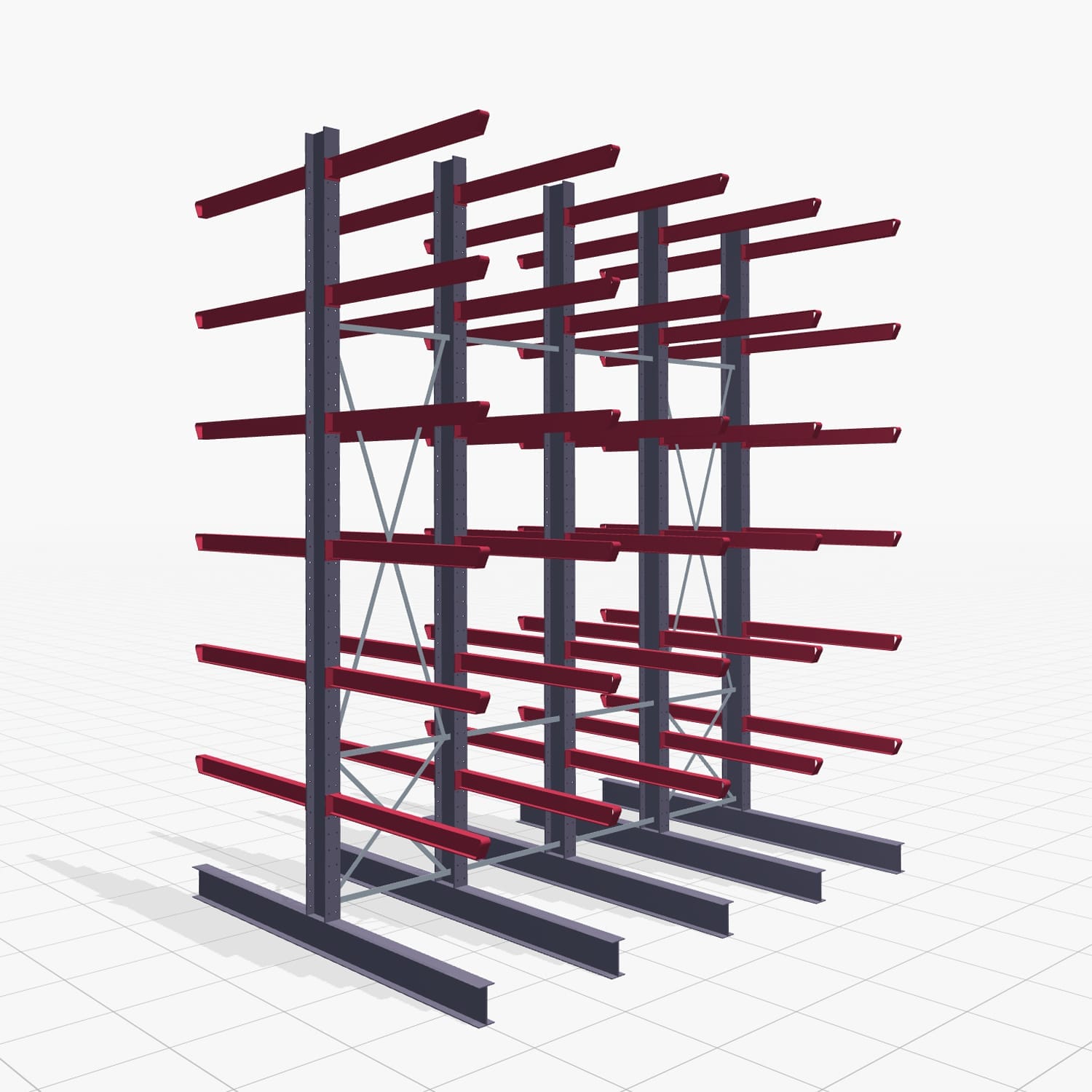 Draagarmstellingen heftruckbediend KSX 2000, H: 5.000 mm, B: 4110 mm, Armlengte: 1.500 mm, dubbelzijdig gebruik