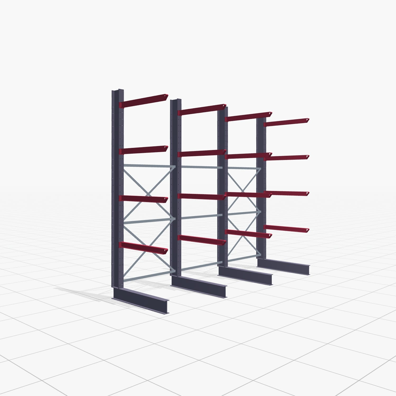 Draagarmstellingen heftruckbediend KSX 2000, H: 3.000 mm, B: 3691 mm, Armlengte: 1.000 mm, eenzijdig gebruik