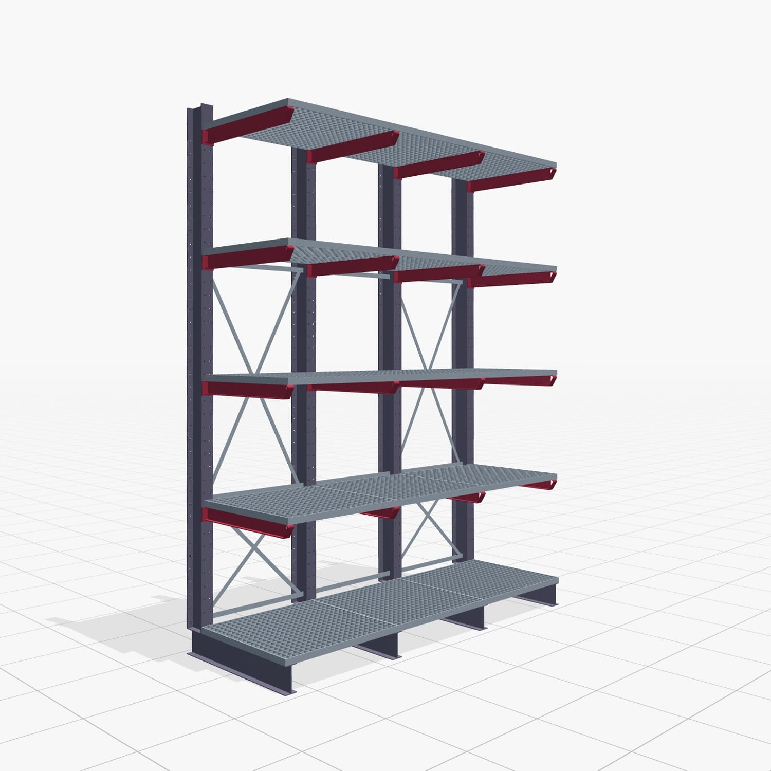 Rayonnages cantilever pour chariot KSX 2000, H : 4.000 mm, B : 3100 mm, Longueur de bras : 1.000 mm, utilisation unilatérale