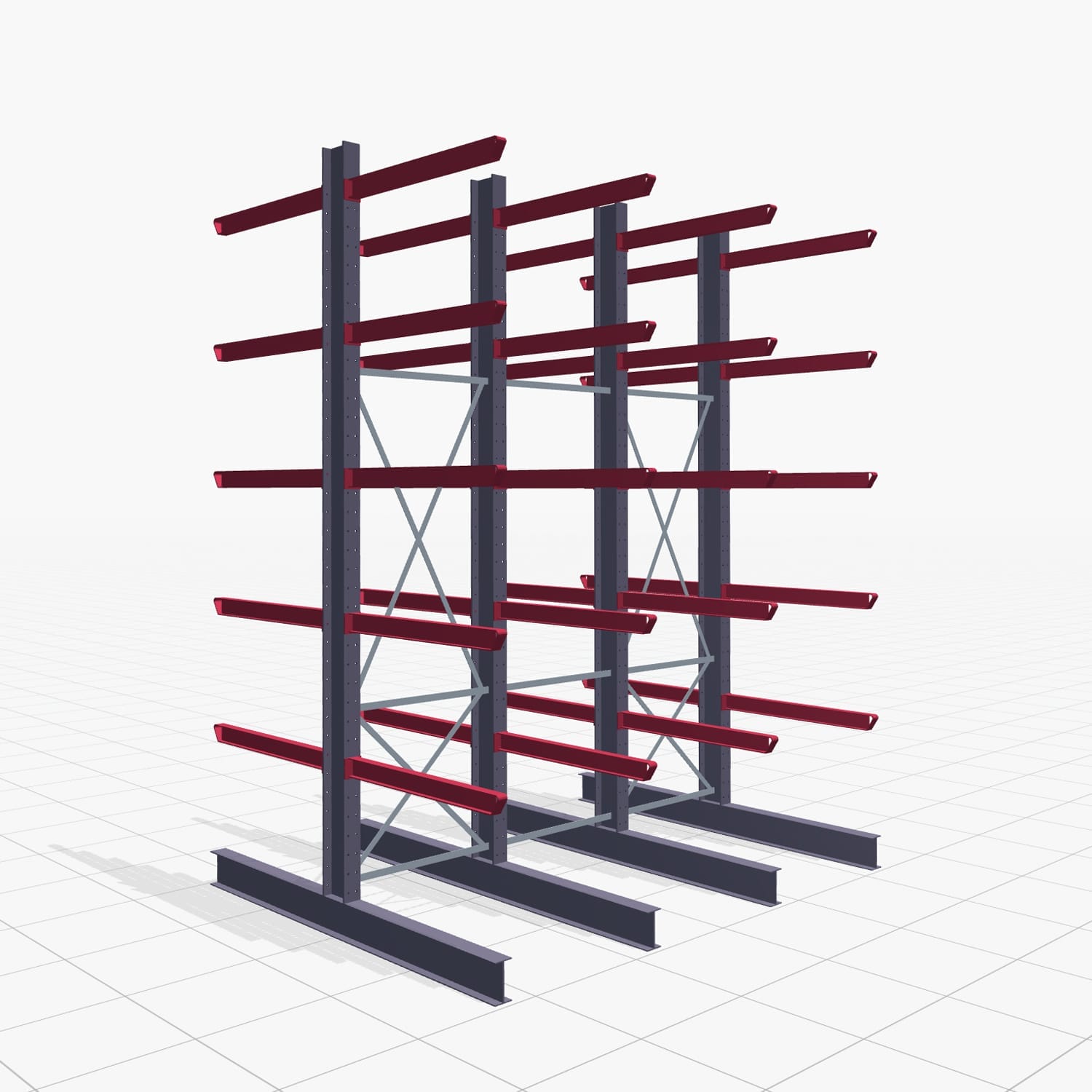 Rayonnages cantilever pour chariot KSX 2000, H : 4.000 mm, L : 3100 mm, longueur de bras : 1.200 mm, utilisation double face