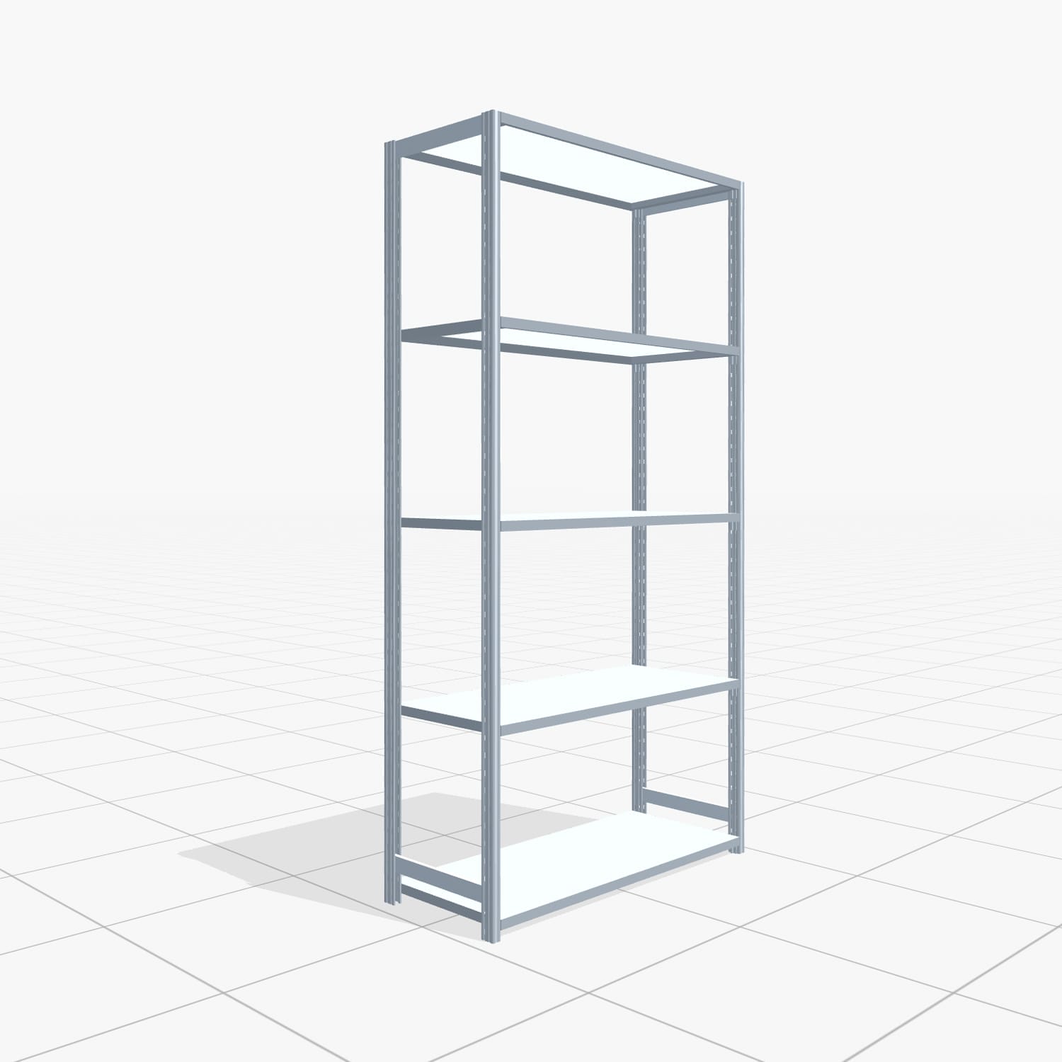 Rayonnages métalliques FBX 4000, H : 2.350 mm, L : 1.229 mm mm, P : 500 mm, Niveaux : 5
