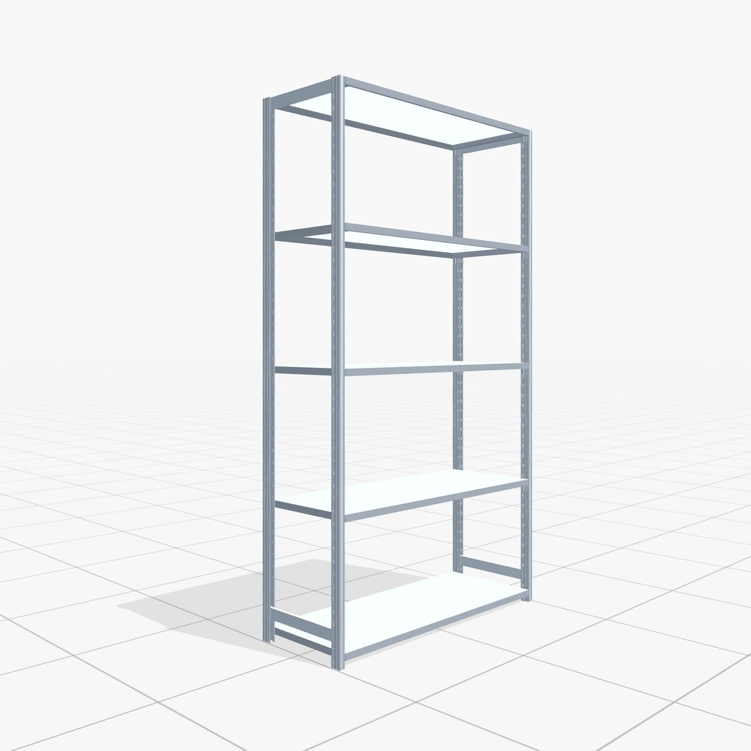 Rayonnages métalliques FBX 4000, H: 2.350 mm, L : 1.329 mm mm, P: 500 mm, Niveaux : 5