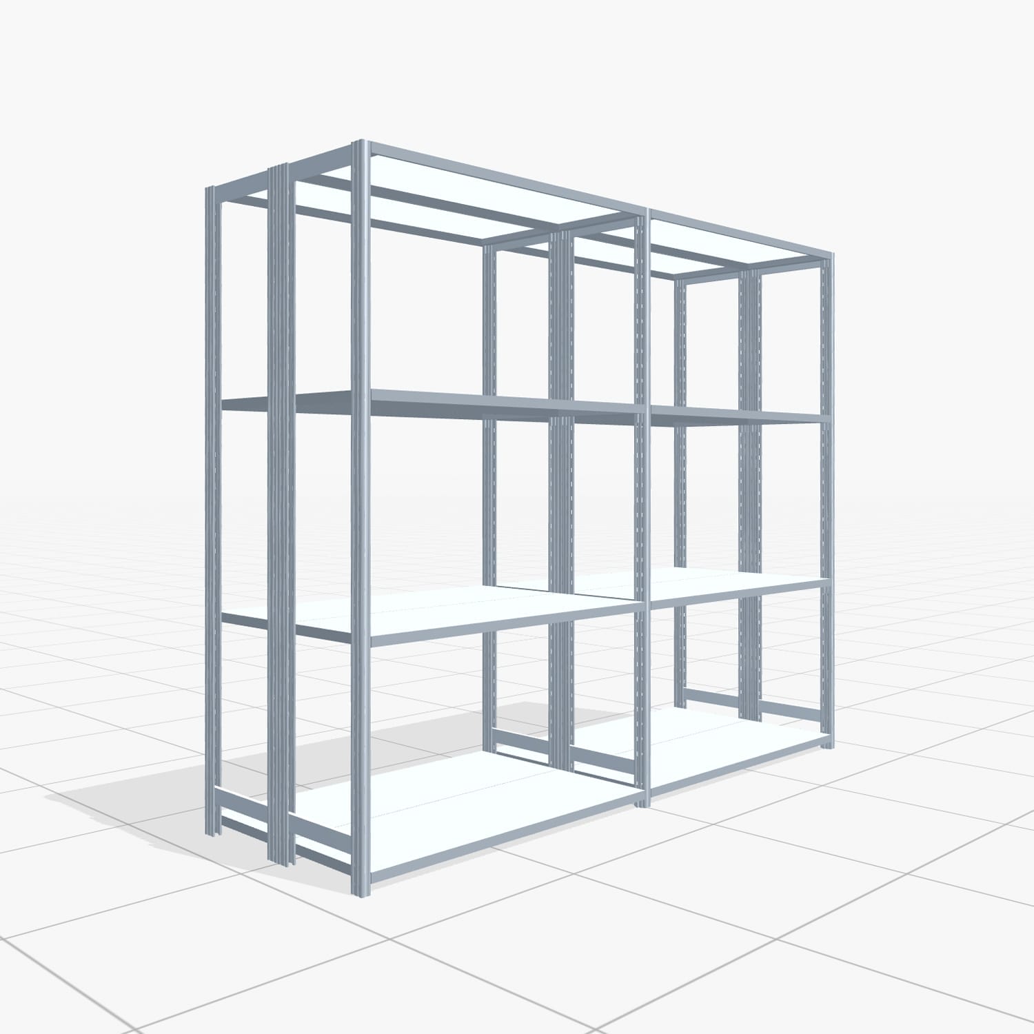 Rayonnages métalliques FBX 4000, H : 2 000 mm, L : 2 426 mm mm, P : 400 mm, Niveaux : 4