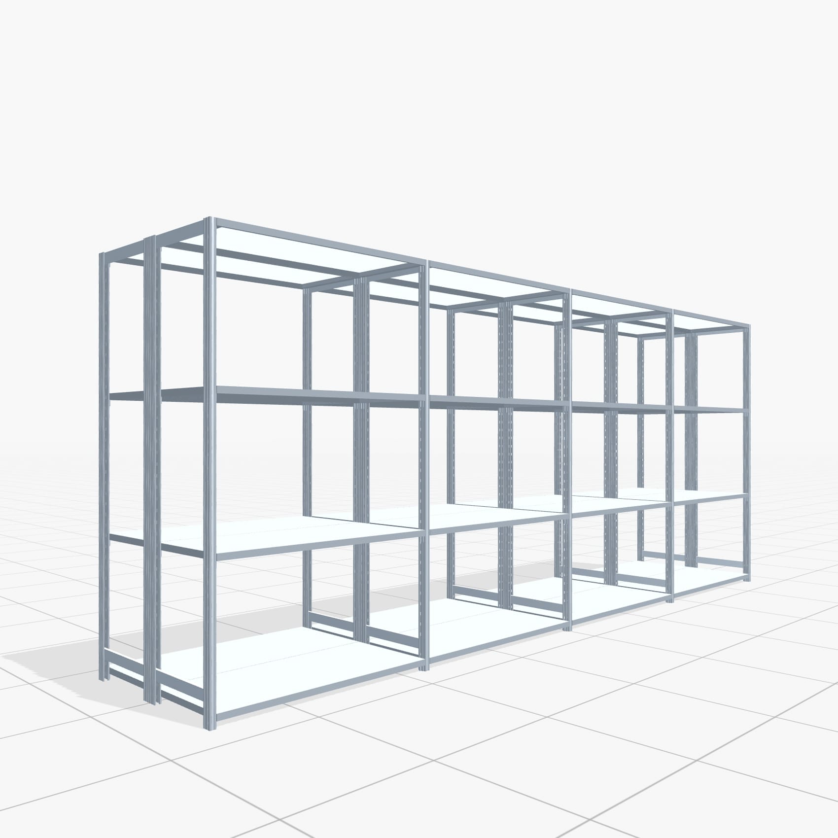 Rayonnages métalliques FBX 4000, H: 2.000 mm, L : H : P: 4.820 mm mm, T: 500 mm, Niveaux : 4