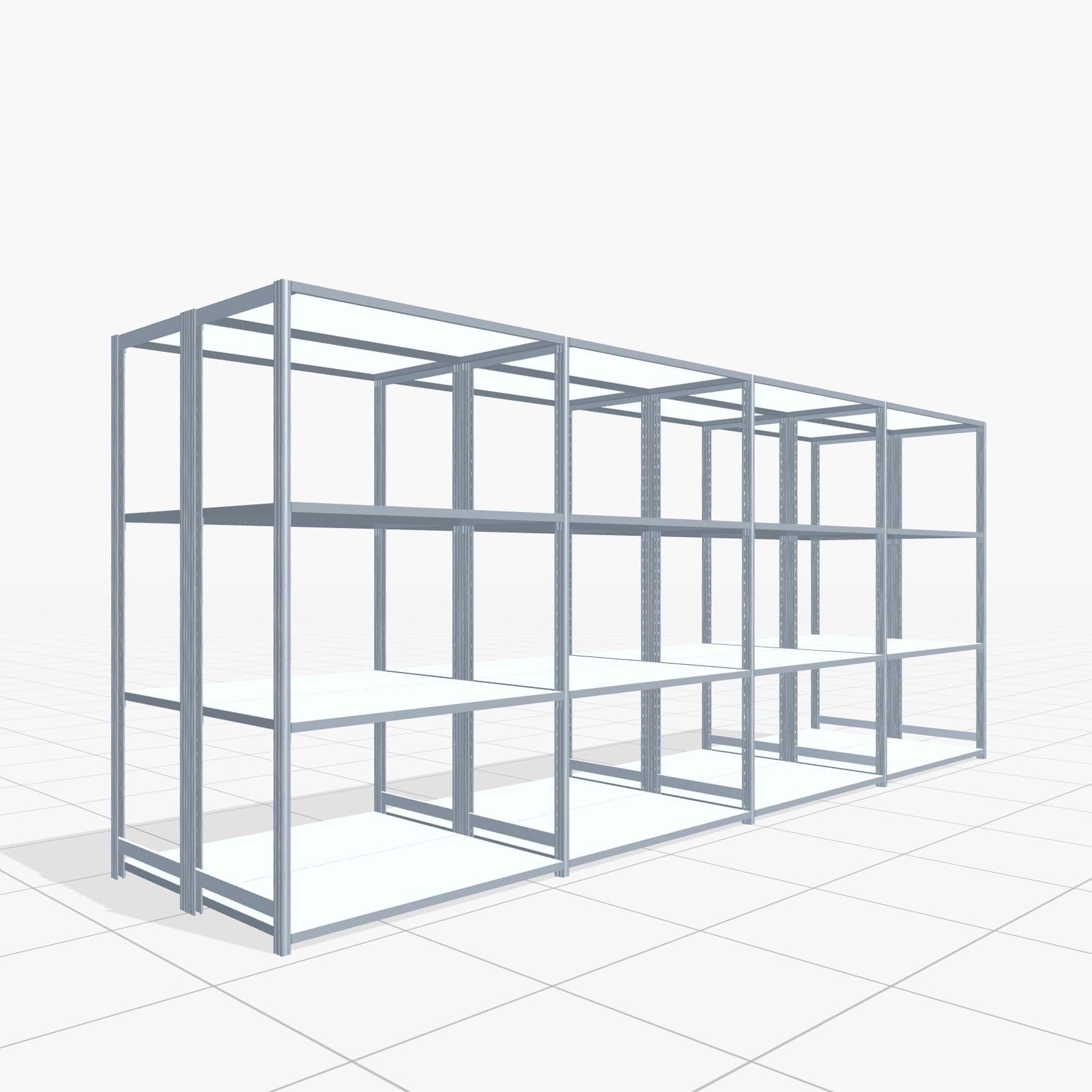 Rayonnages métalliques FBX 4000, H: 2.000 mm, L : H : P: 4.820 mm mm, T: 600 mm, Niveaux : 4