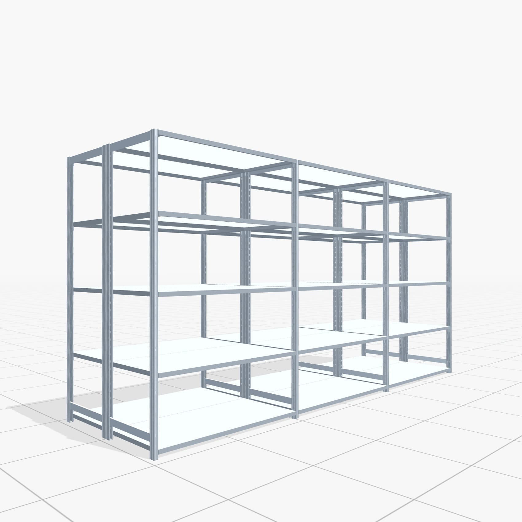 Rayonnages métalliques FBX 4000, H: 2.000 mm, L : 3.923 mm mm, P: 600 mm, Niveaux : 5