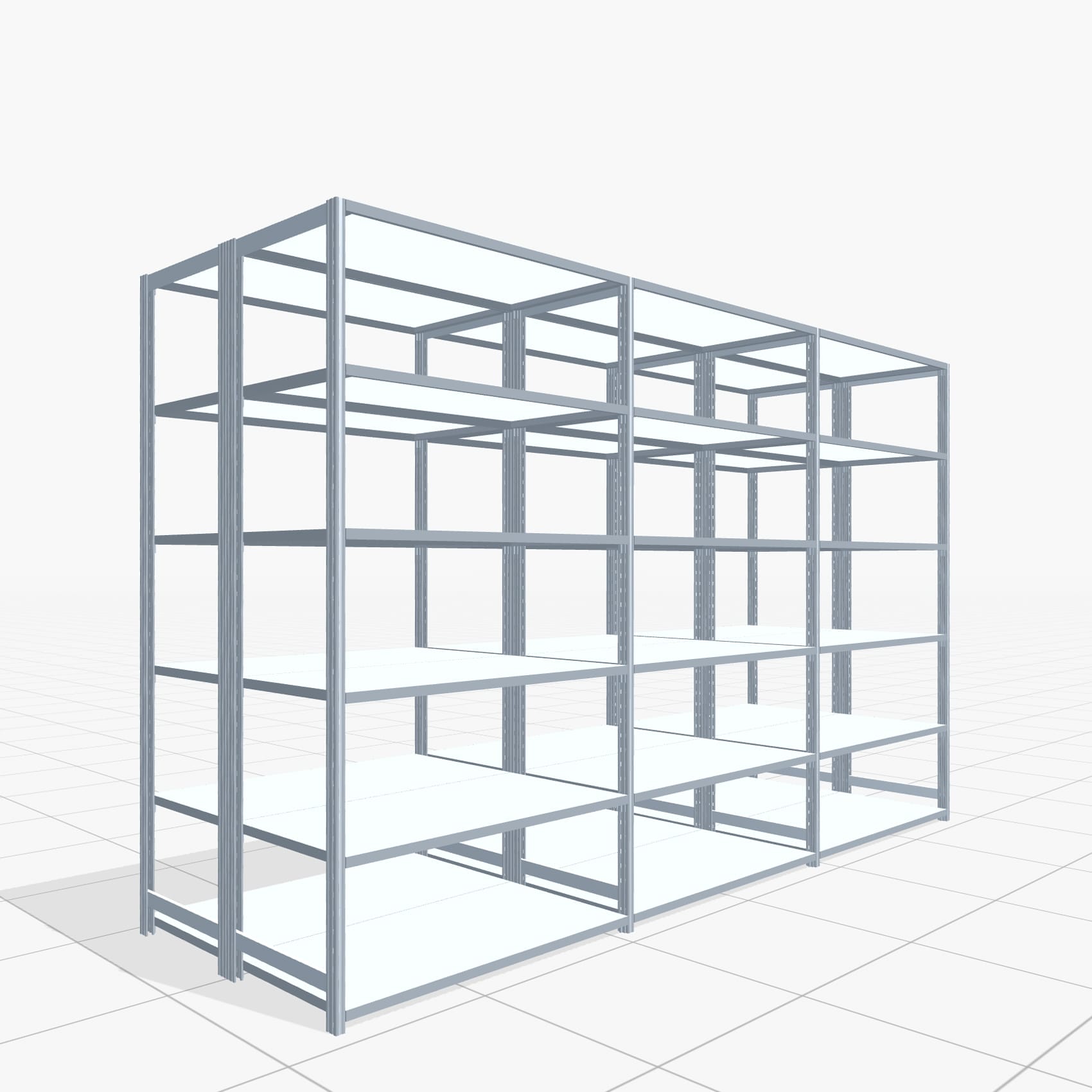 Rayonnages métalliques FBX 4000, H: 2.250 mm, L : 3.623 mm mm, P: 600 mm, niveaux : 6